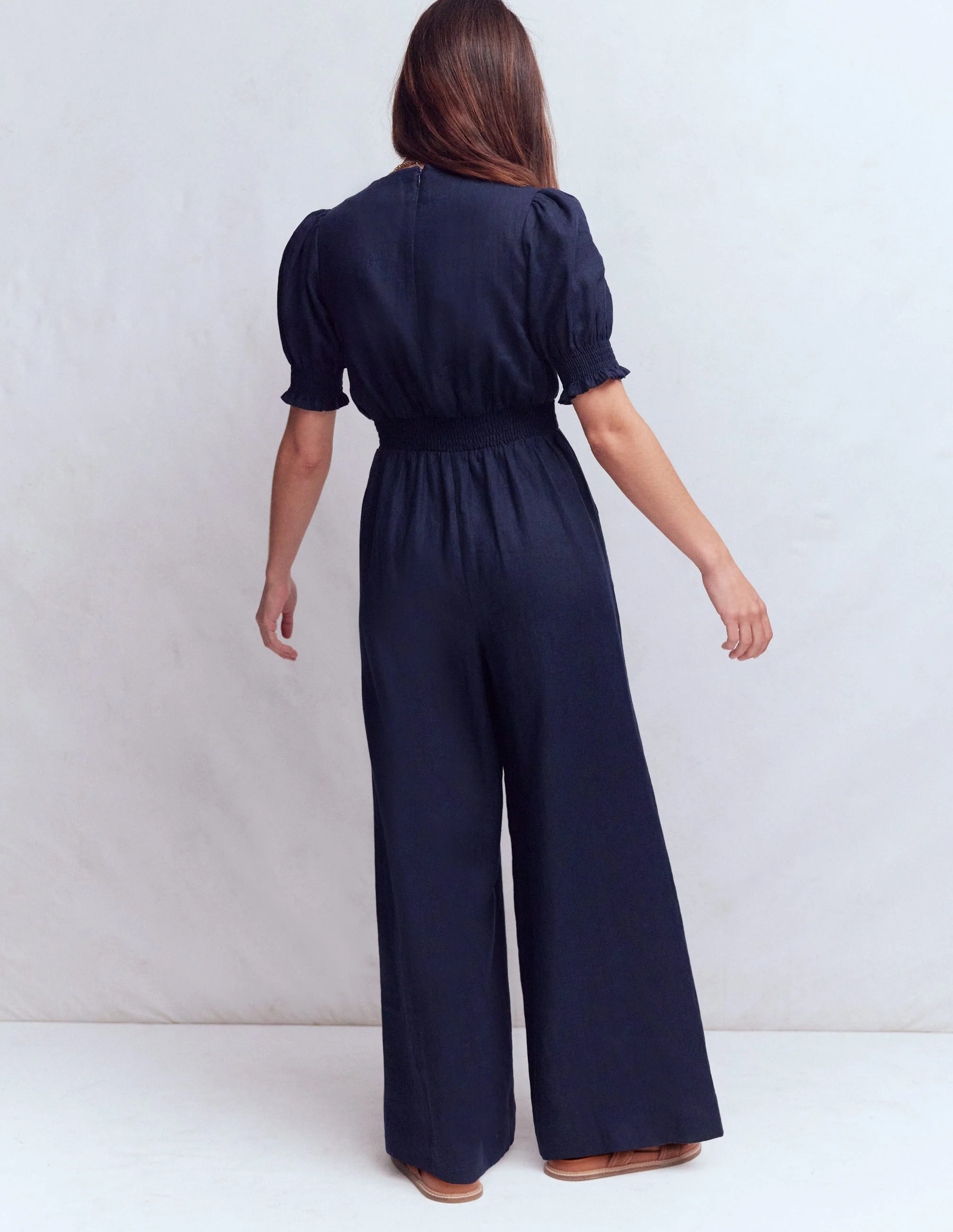 Anna Leinen-Jumpsuit-Marineblau - Image 3