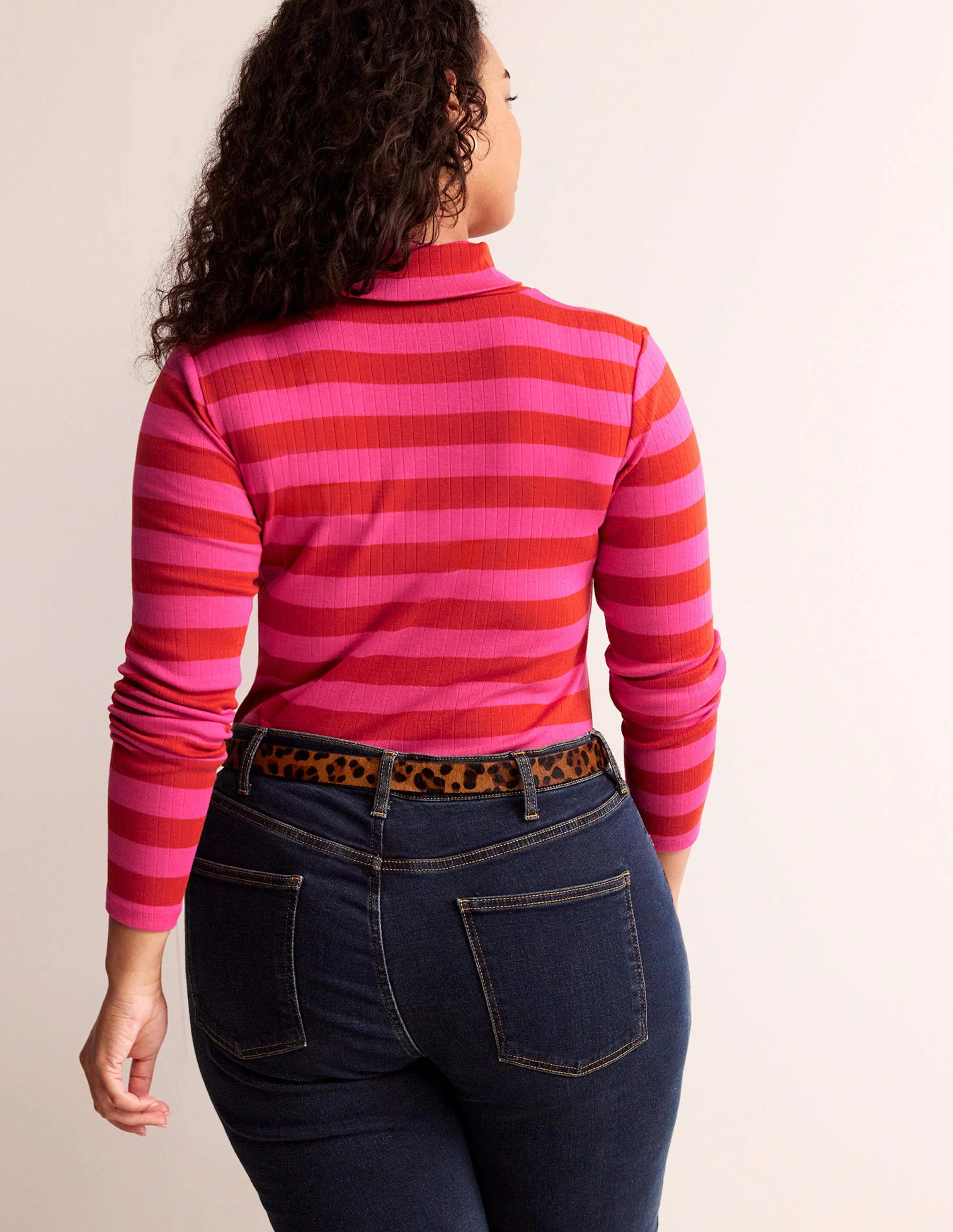 Anna Oberteil aus Rippstrick mit Rollkragen-Helles Rost, leuchtendes Pink - Image 6