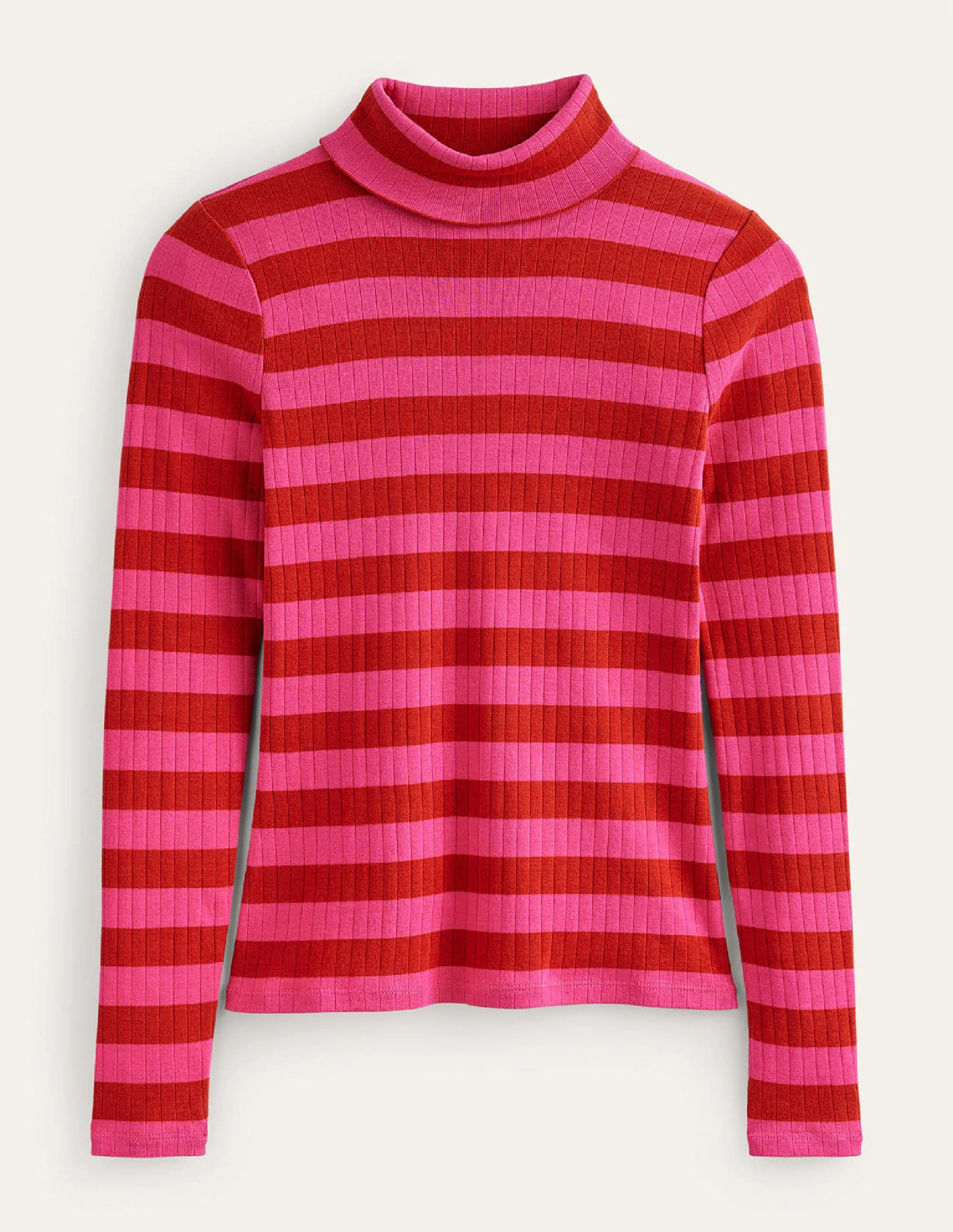 Anna Oberteil aus Rippstrick mit Rollkragen-Helles Rost, leuchtendes Pink - Image 9