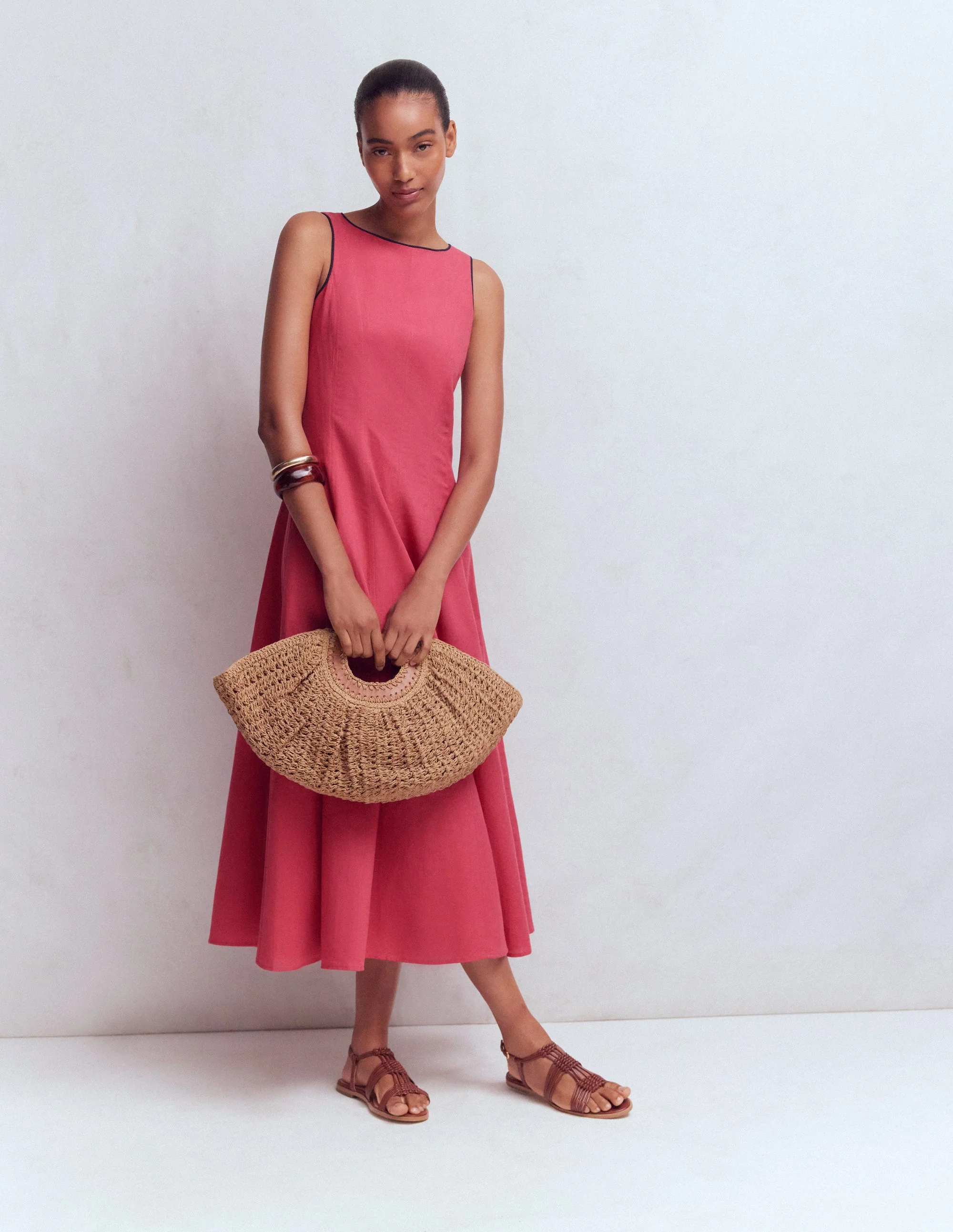 Annet Midikleid aus Leinenmischgewebe-Kirschrot - Image 3