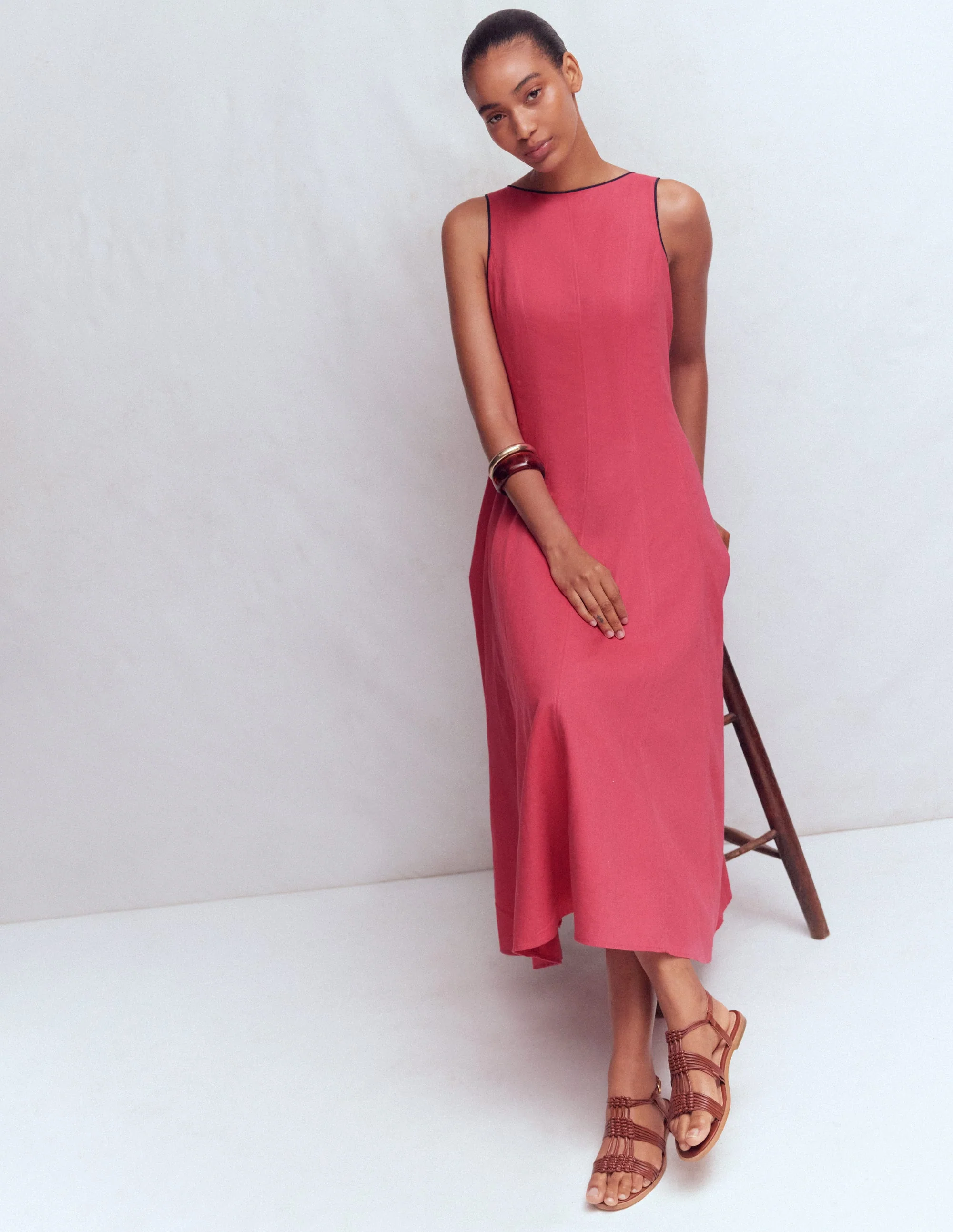 Annet Midikleid aus Leinenmischgewebe-Kirschrot - Image 4