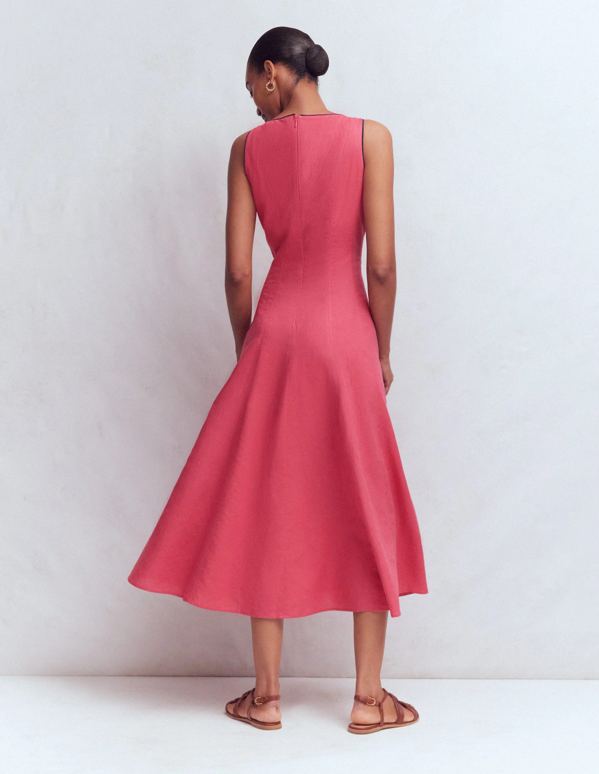 Annet Midikleid aus Leinenmischgewebe-Kirschrot - Image 5