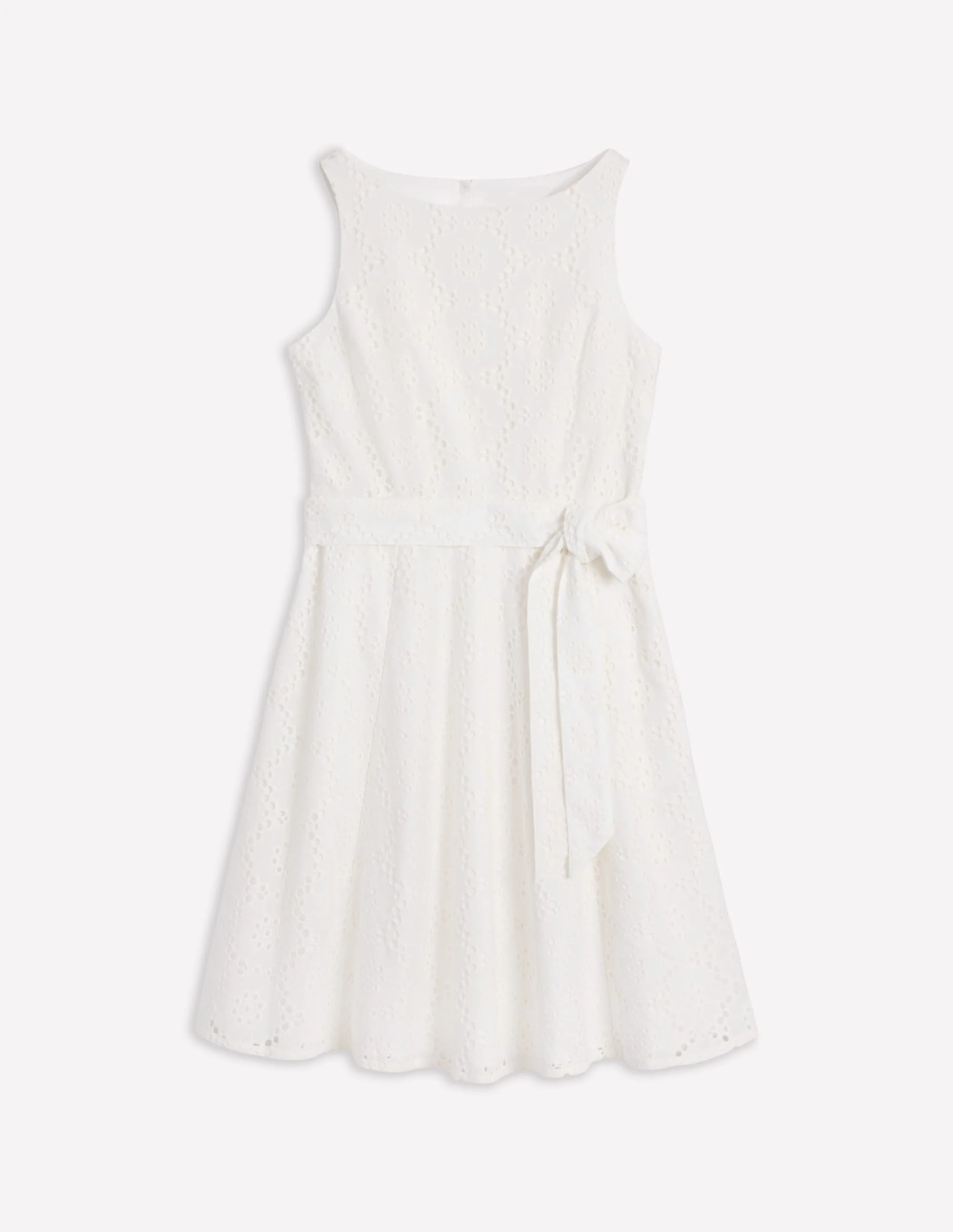 Anya Ärmelloses Kleid mit Lochstickerei-Weiß - Image 5