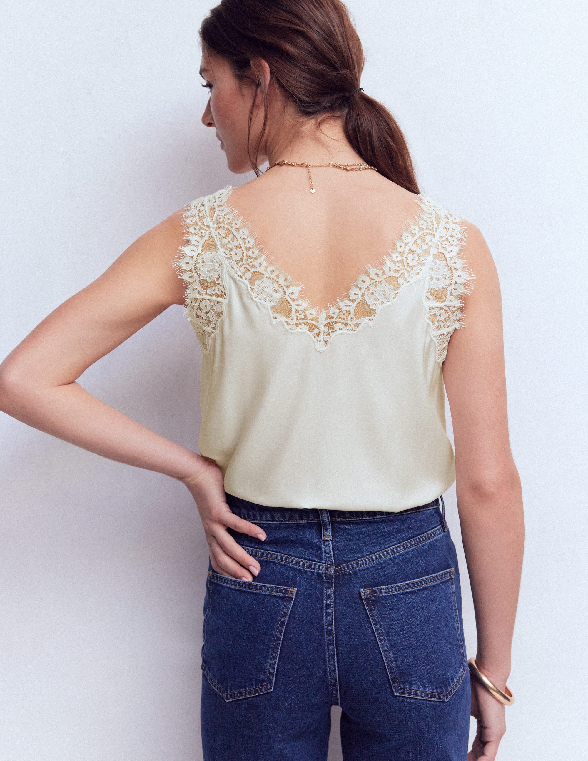 Ara Camisole-Top aus Seidenmischung mit Spitze-Naturweiß - Image 3