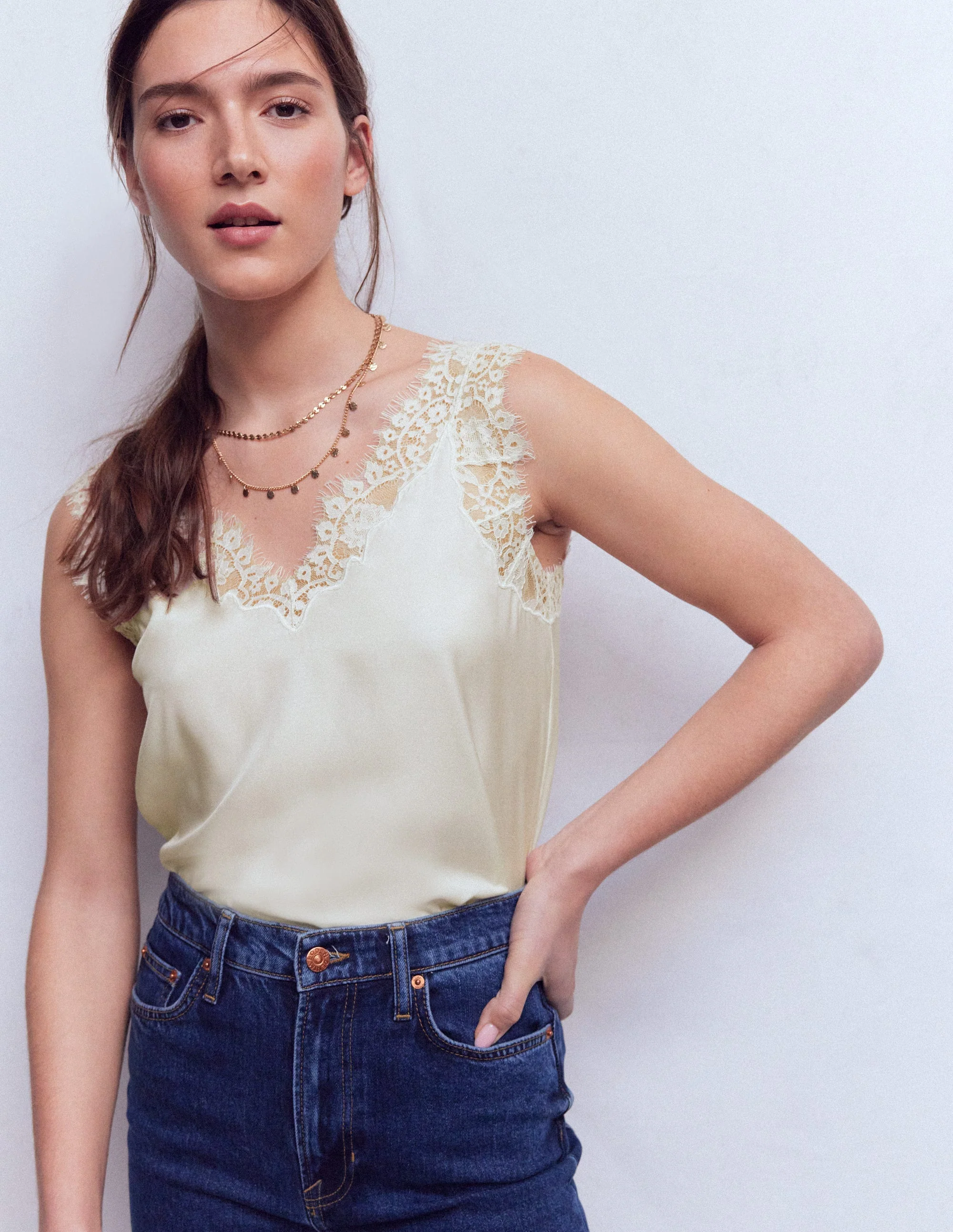 Ara Camisole-Top aus Seidenmischung mit Spitze-Naturweiß - Image 4