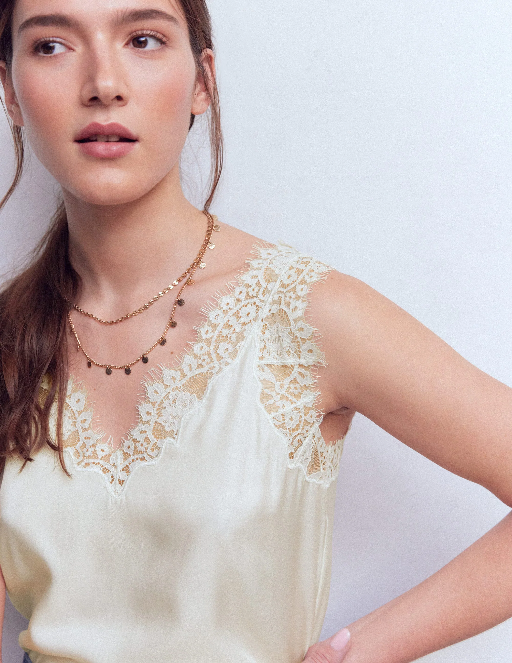 Ara Camisole-Top aus Seidenmischung mit Spitze-Naturweiß - Image 5
