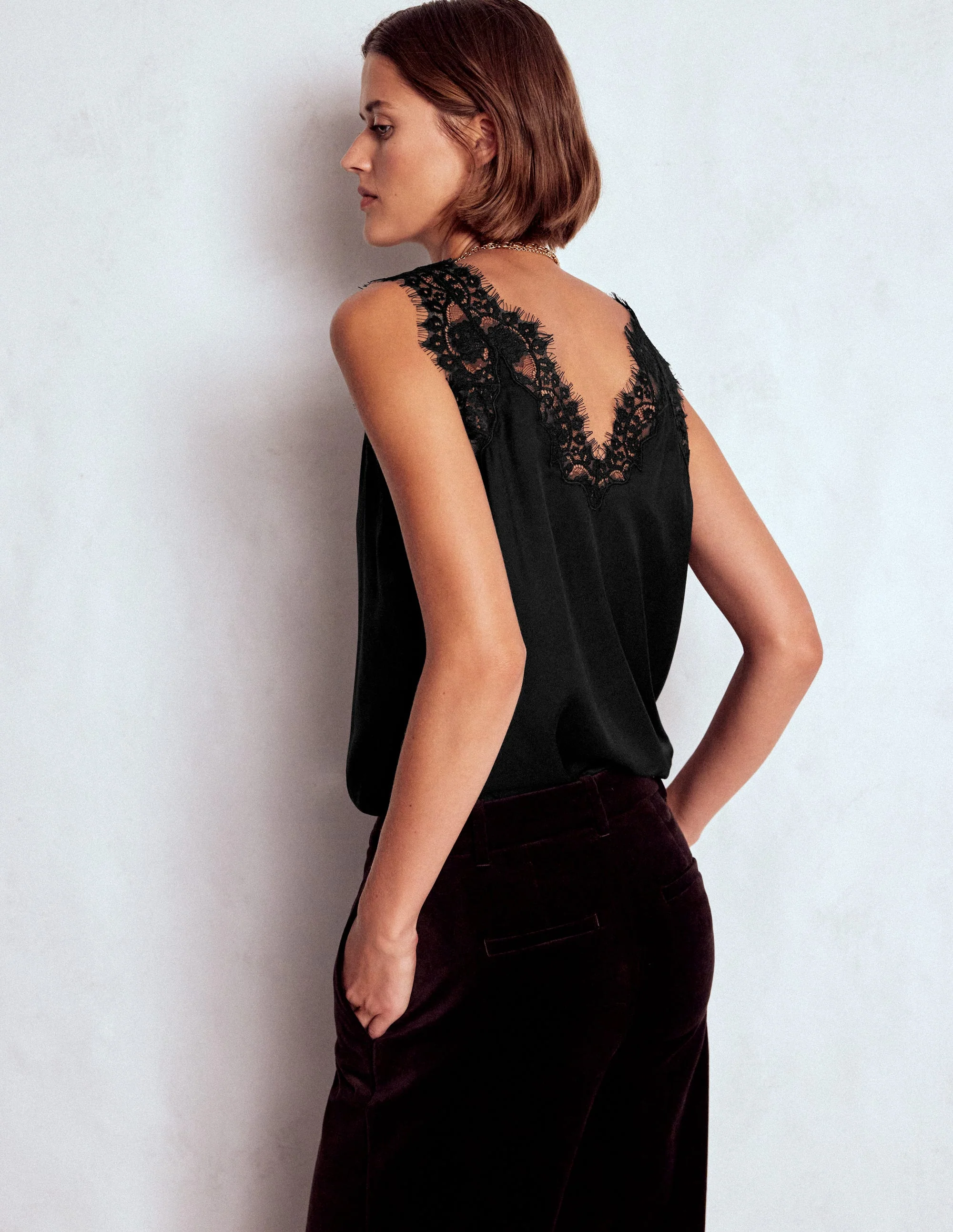 Ara Camisole-Top aus Seidenmischung mit Spitze-Schwarz - Image 3