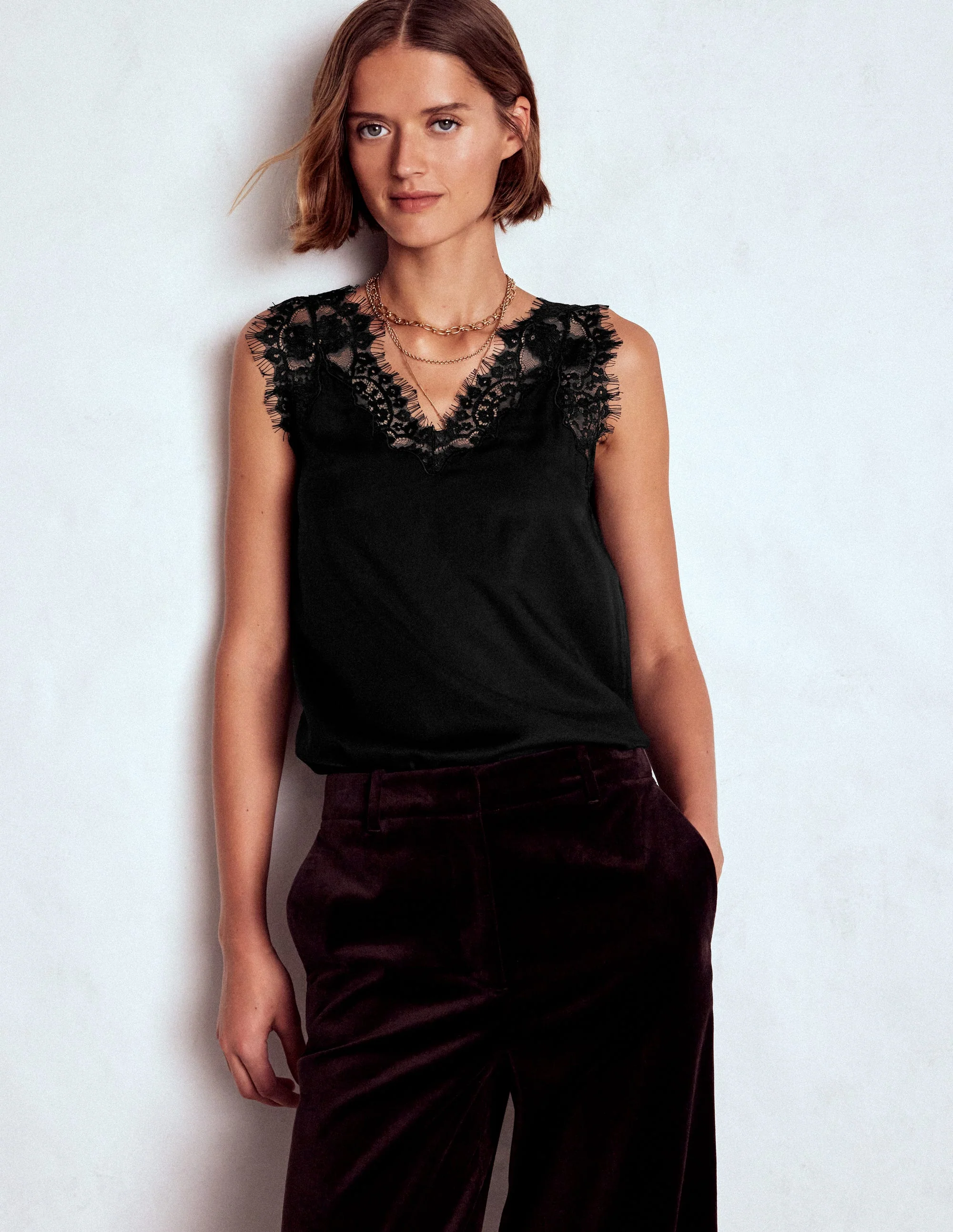 Ara Camisole-Top aus Seidenmischung mit Spitze-Schwarz - Image 4