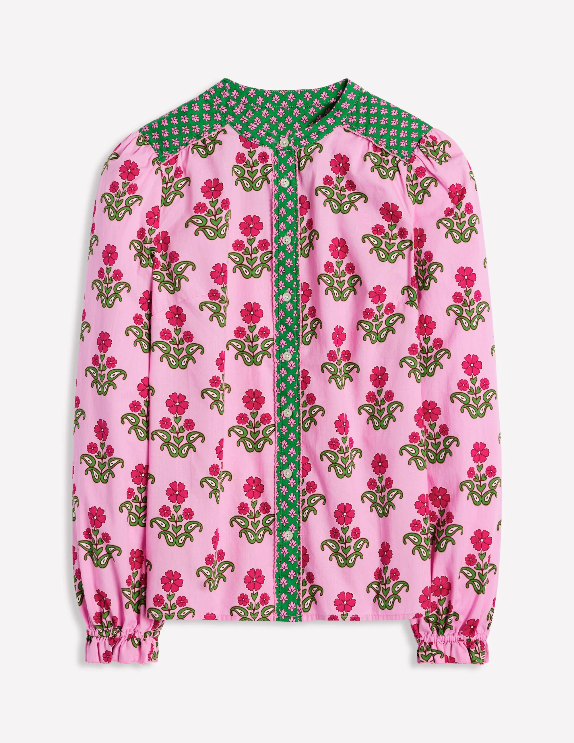 Arabella Bluse aus Baumwolle-Wiesenrosa, Stiefmütterchenstempel - Image 6