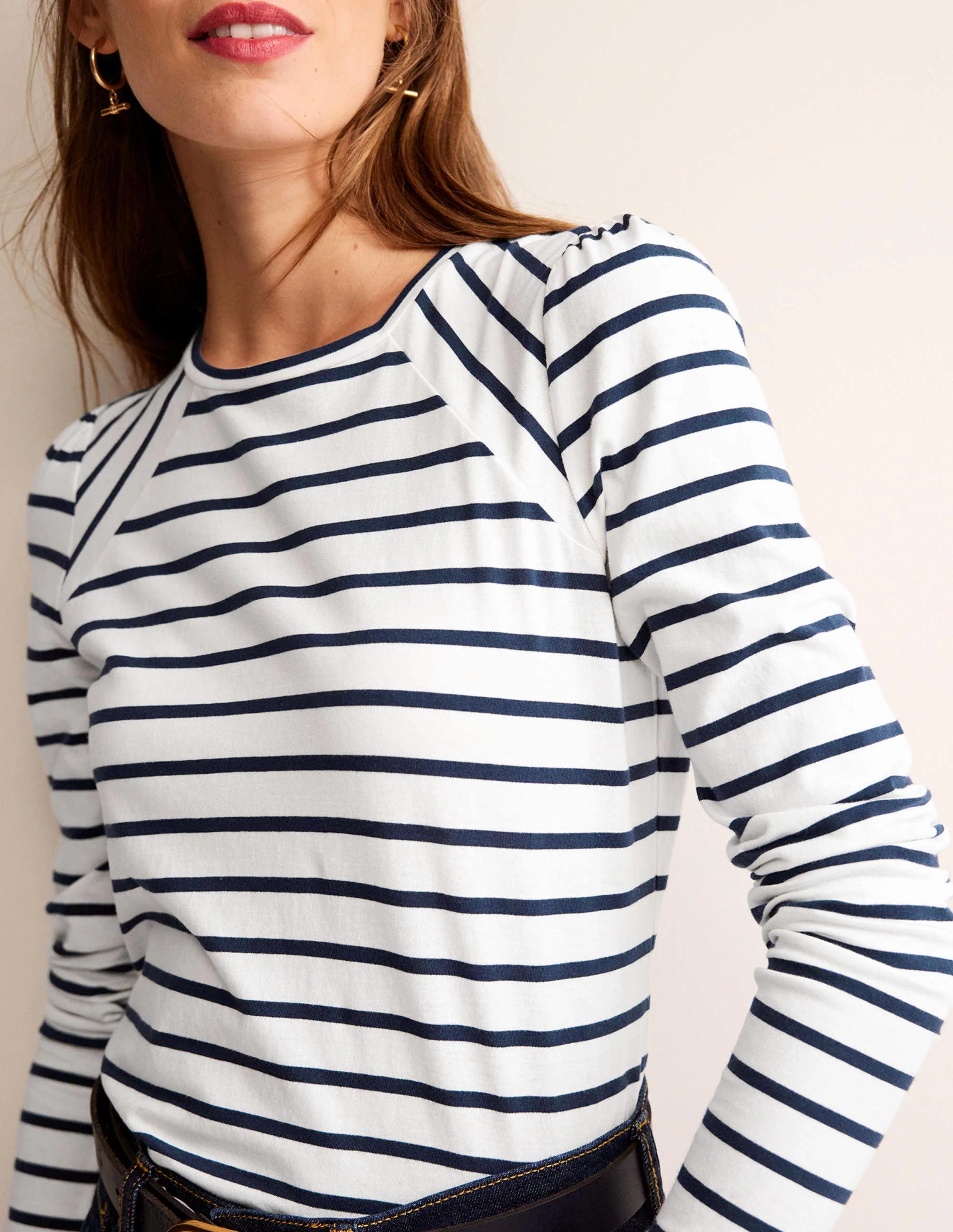 Arabella Gestreiftes T-Shirt-Naturweiß, Französisches Marineblau - Image 2