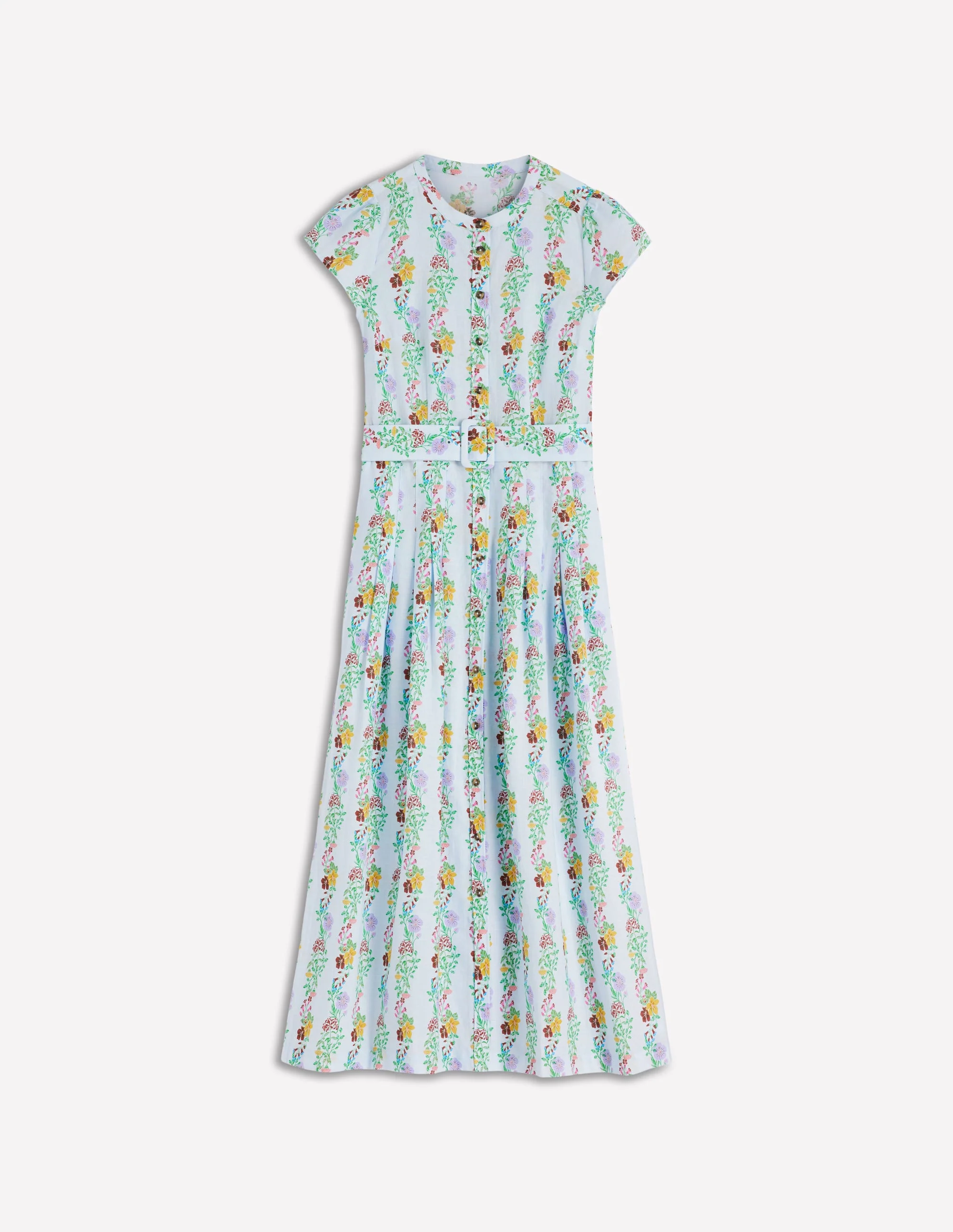Arabella Kleid aus Leinenmischgewebe-Eiswürfel-Blau, Kaskadenartige Blüten - Image 6