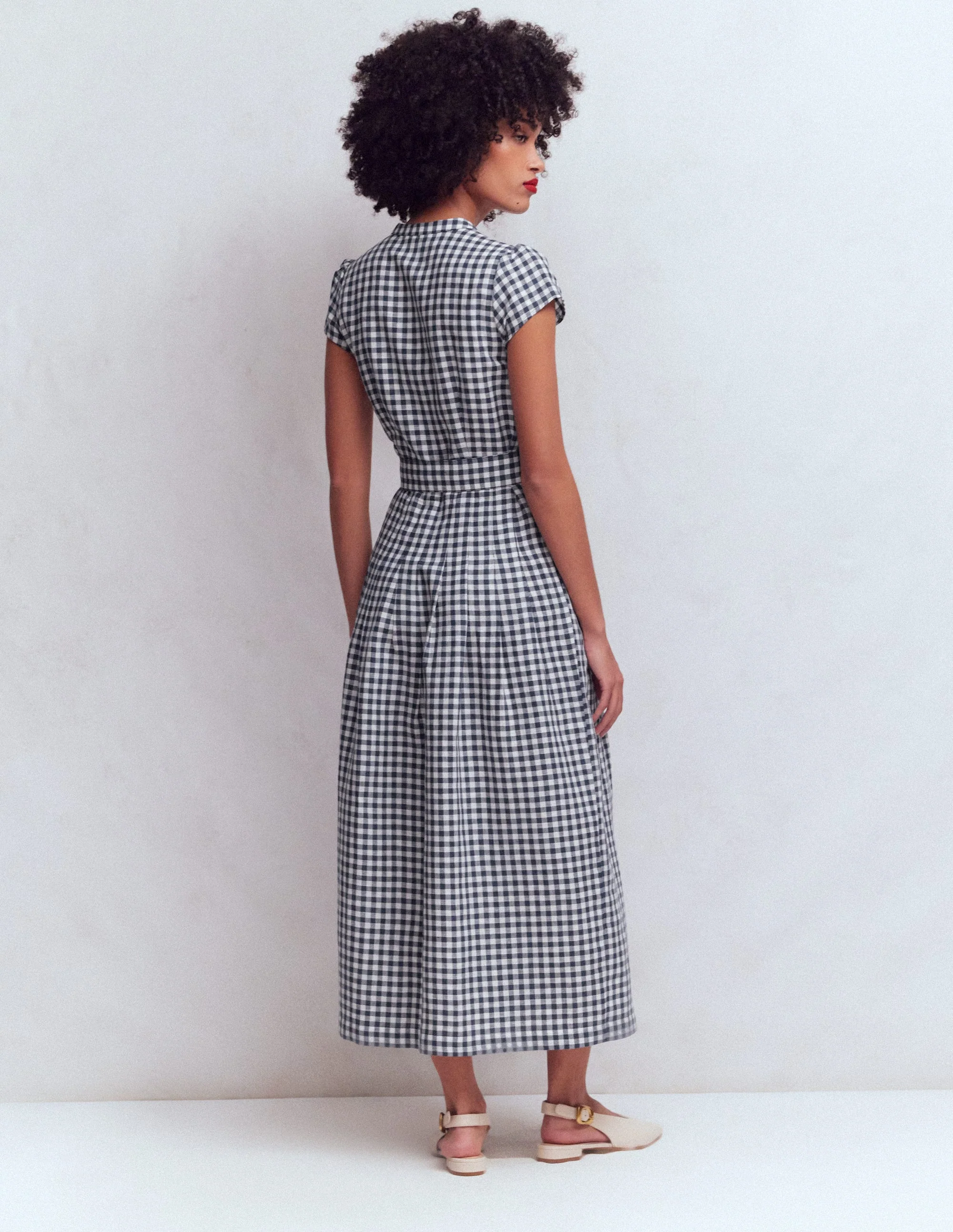 Arabella Kleid aus Leinenmischgewebe-Navy, Vichykaros SS18G003 - Image 3