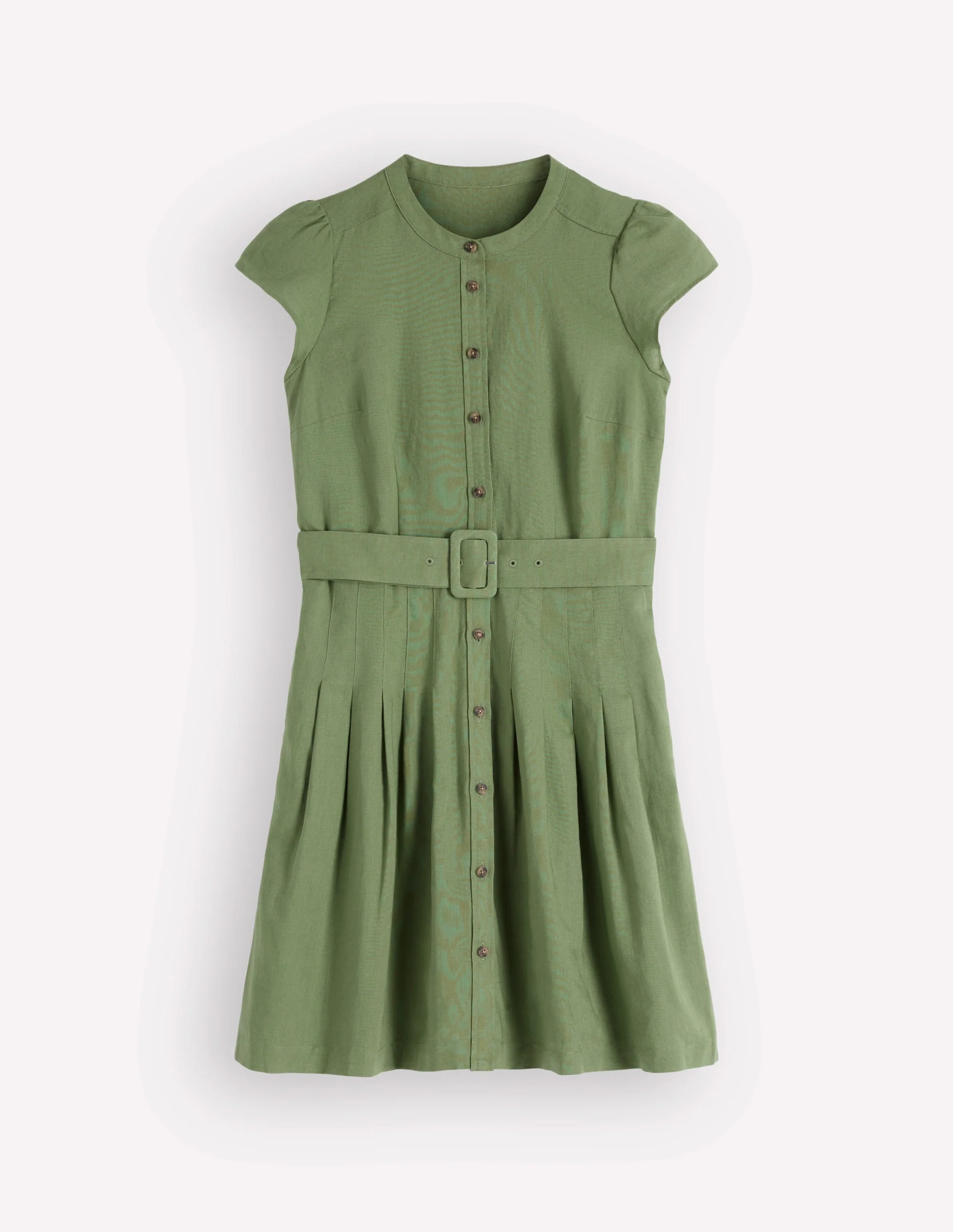 Arabella Kurzes Leinenkleid-Dunkles Teichgrün - Image 7