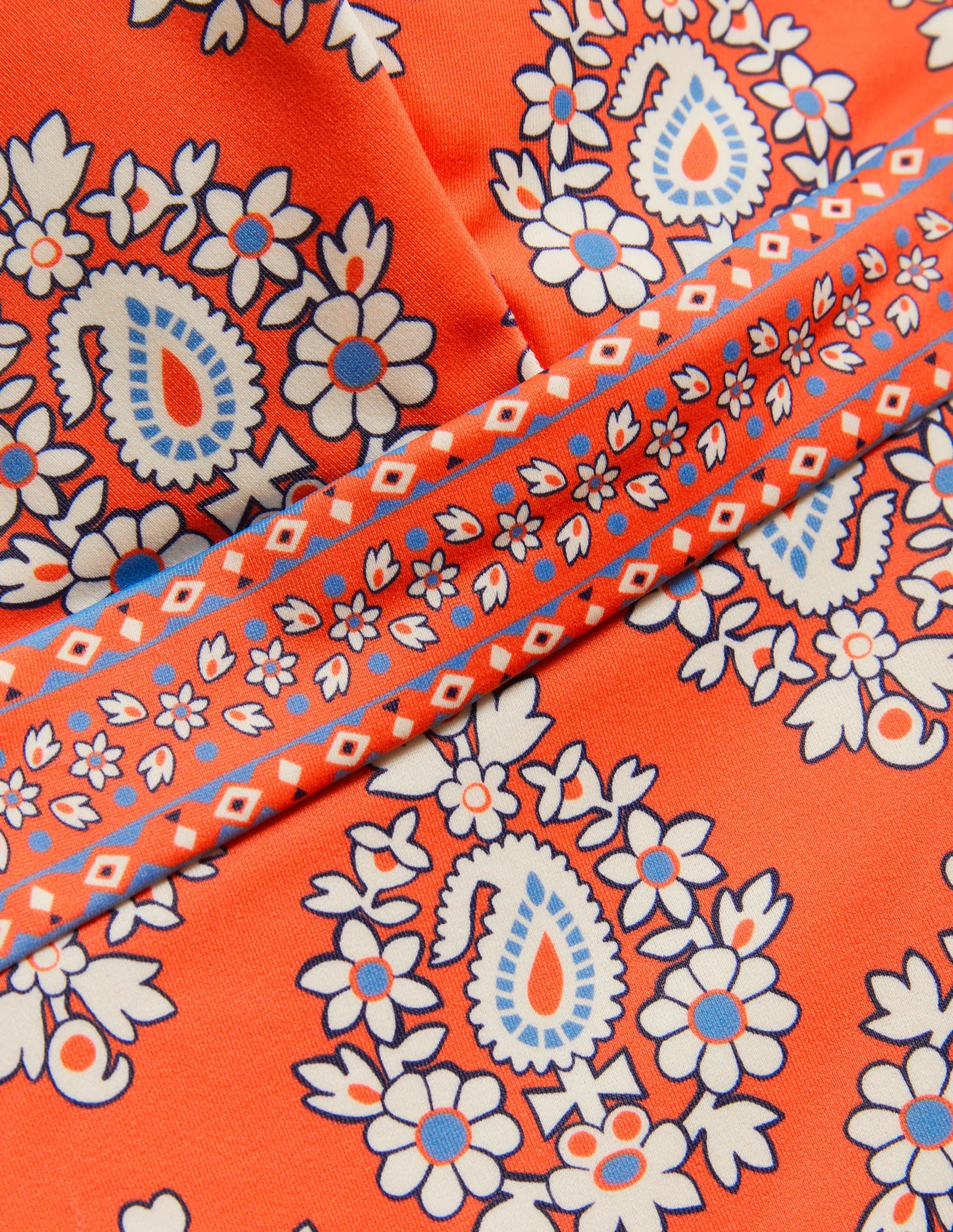 Arezzo Badeanzug mit V-Ausschnitt und Einsatz-Korallenrot, Opulentes Paisleymuster - Image 5