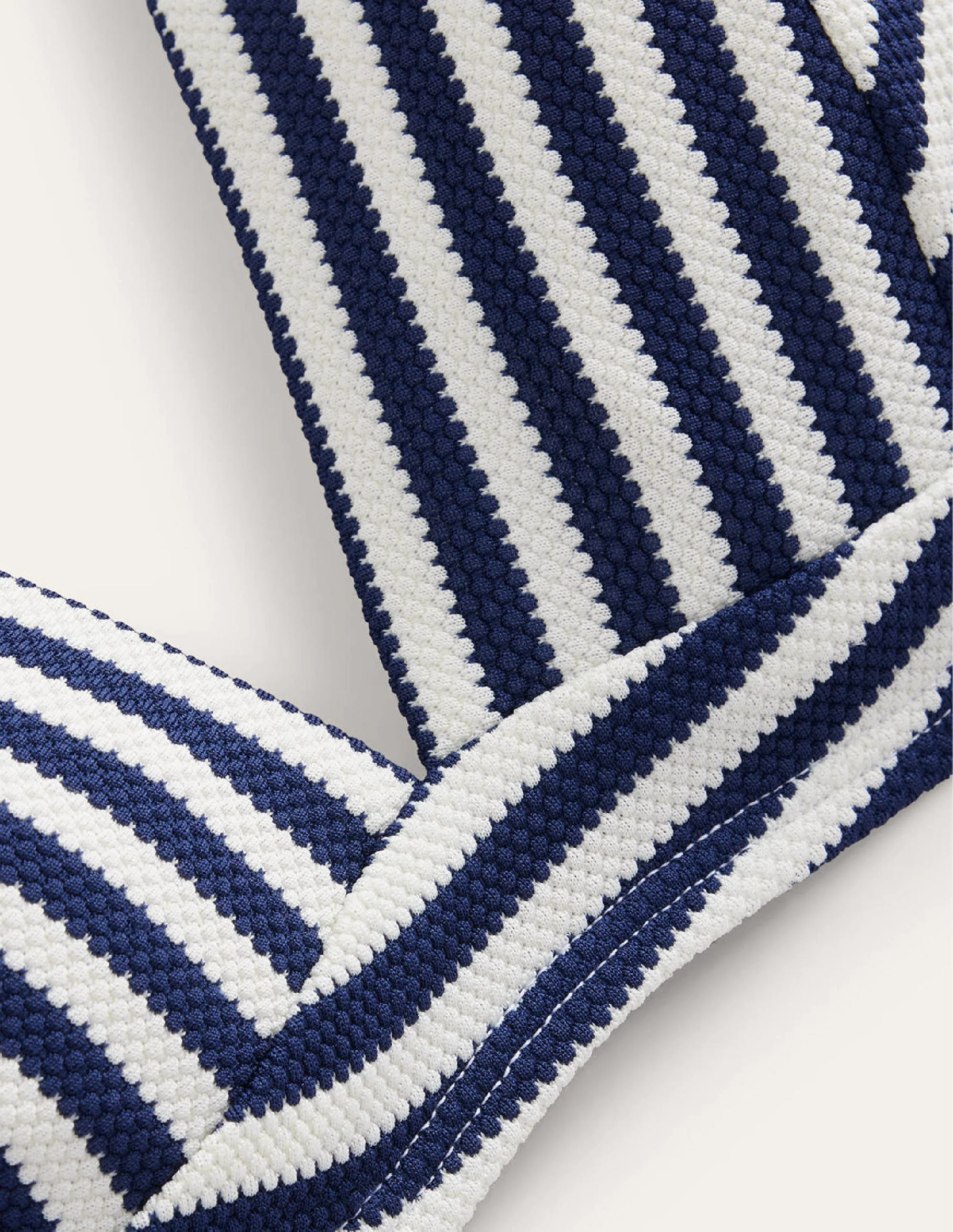 Arezzo Bikinioberteil mit V-Ausschnitt-Bleu marine, rayé texturé ivoire - Image 8