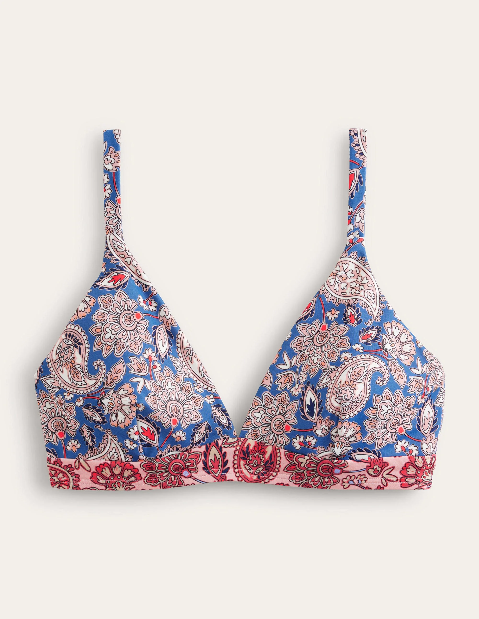 Arezzo Bikinioberteil mit V-Ausschnitt-Klassisches Marineblau, Paisleymuster - Image 5