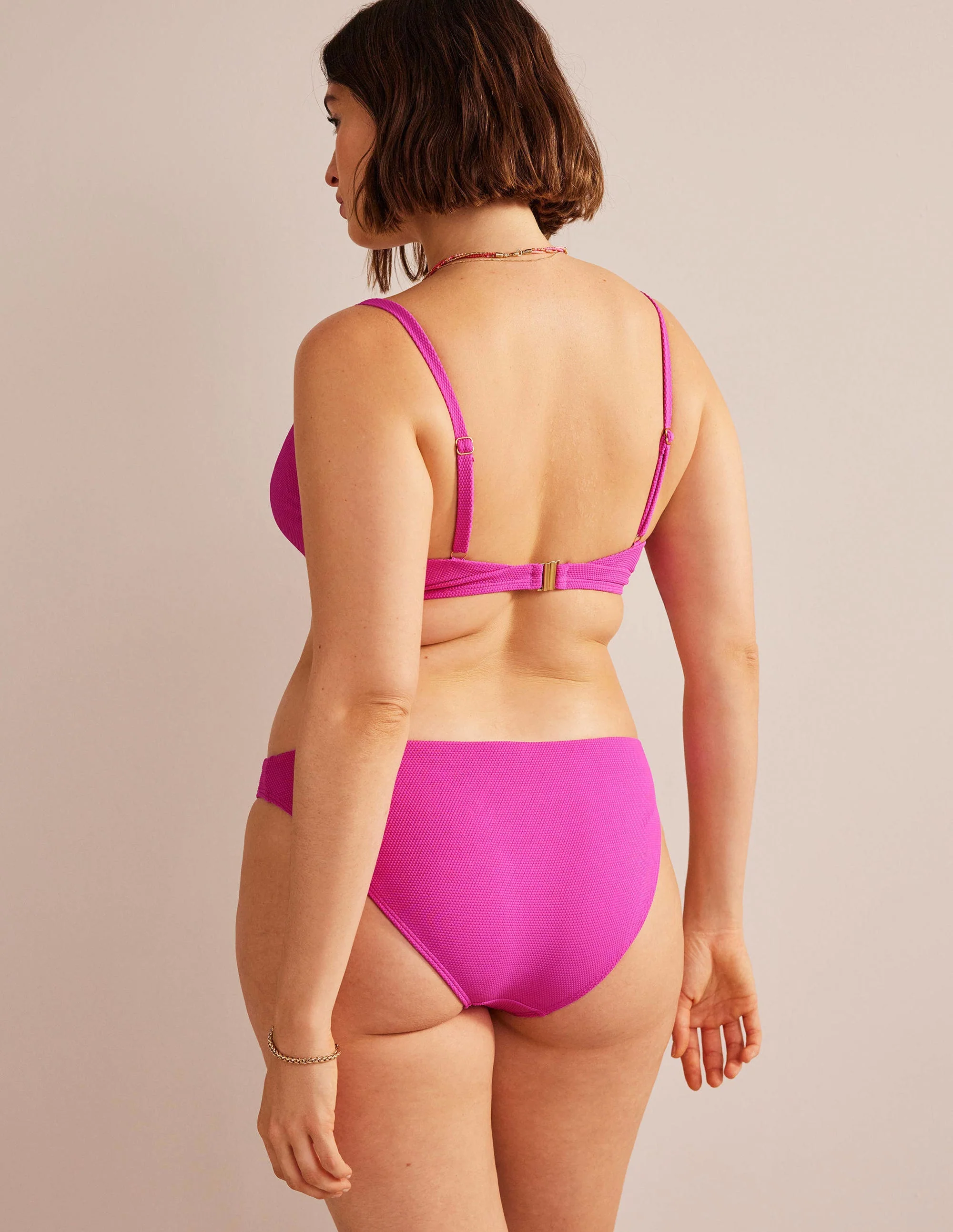 Arezzo Strukturierte Bikinihose-Dunkelpink/Honiggelb - Image 6