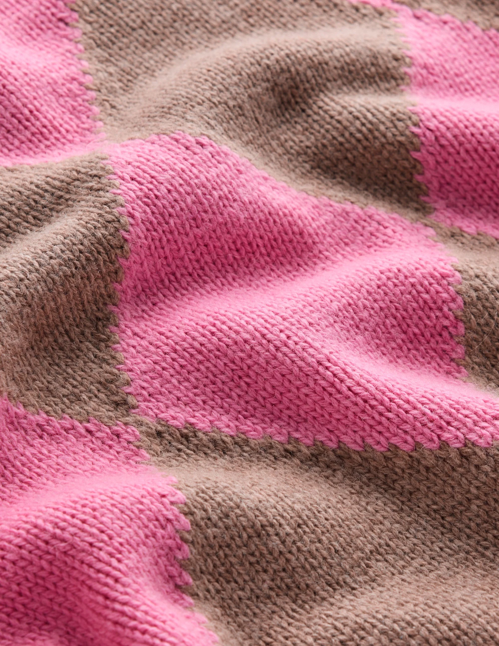 Argyle-Pullover mit Rundhalsausschnitt-Nerz Meliert, Rosa - Image 6