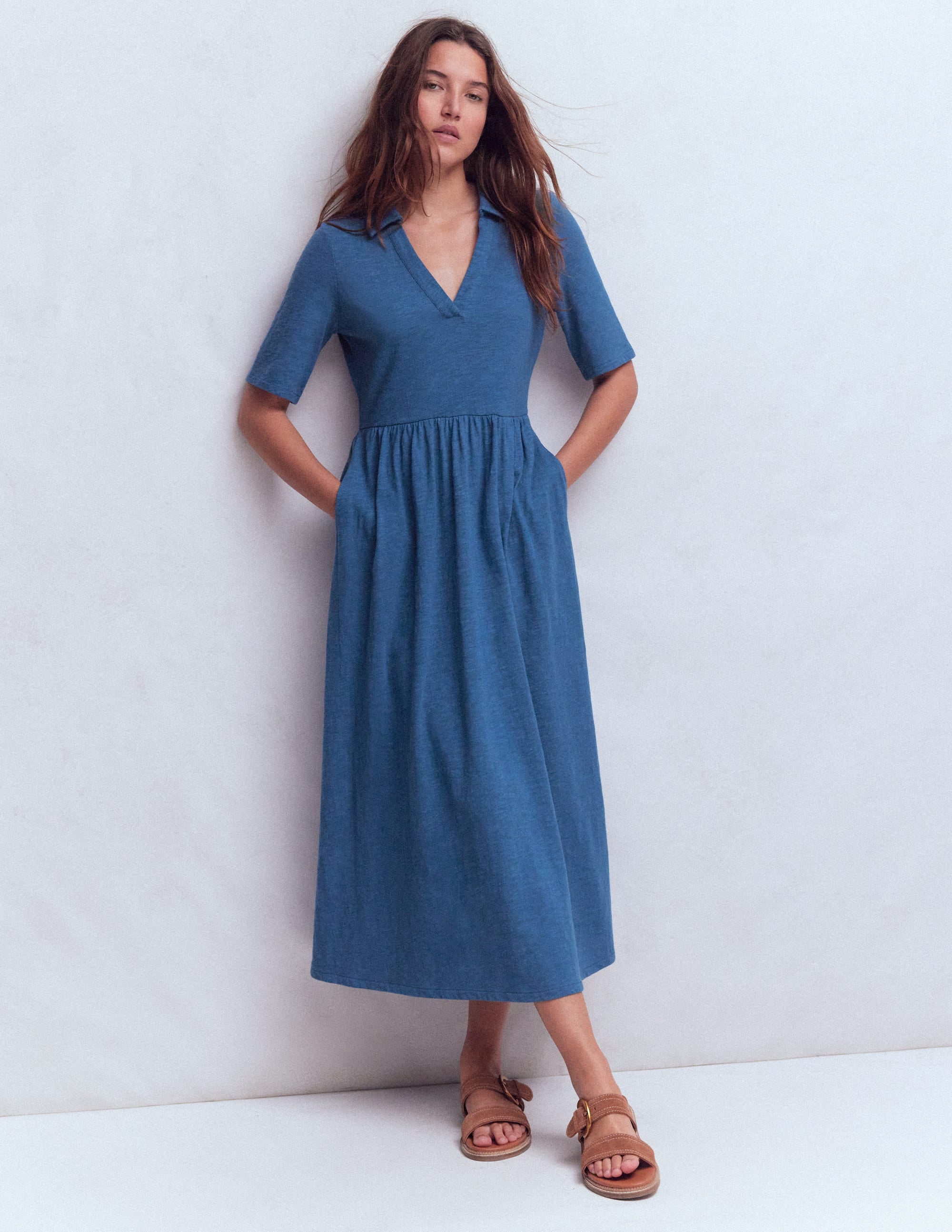 Aria Jerseykleid mit Kragen-Turmalinblau - Image 4
