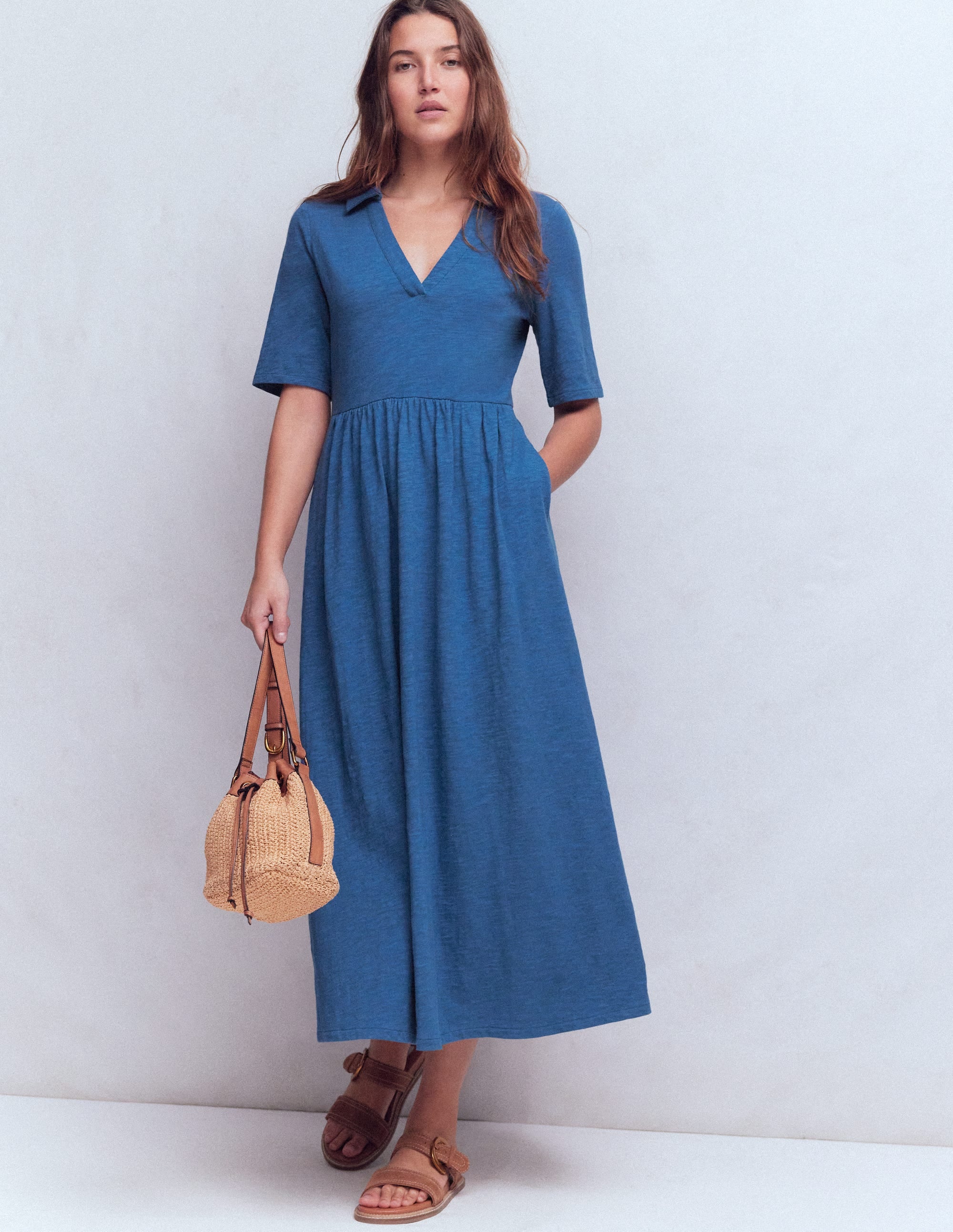 Aria Jerseykleid mit Kragen-Turmalinblau - Image 5