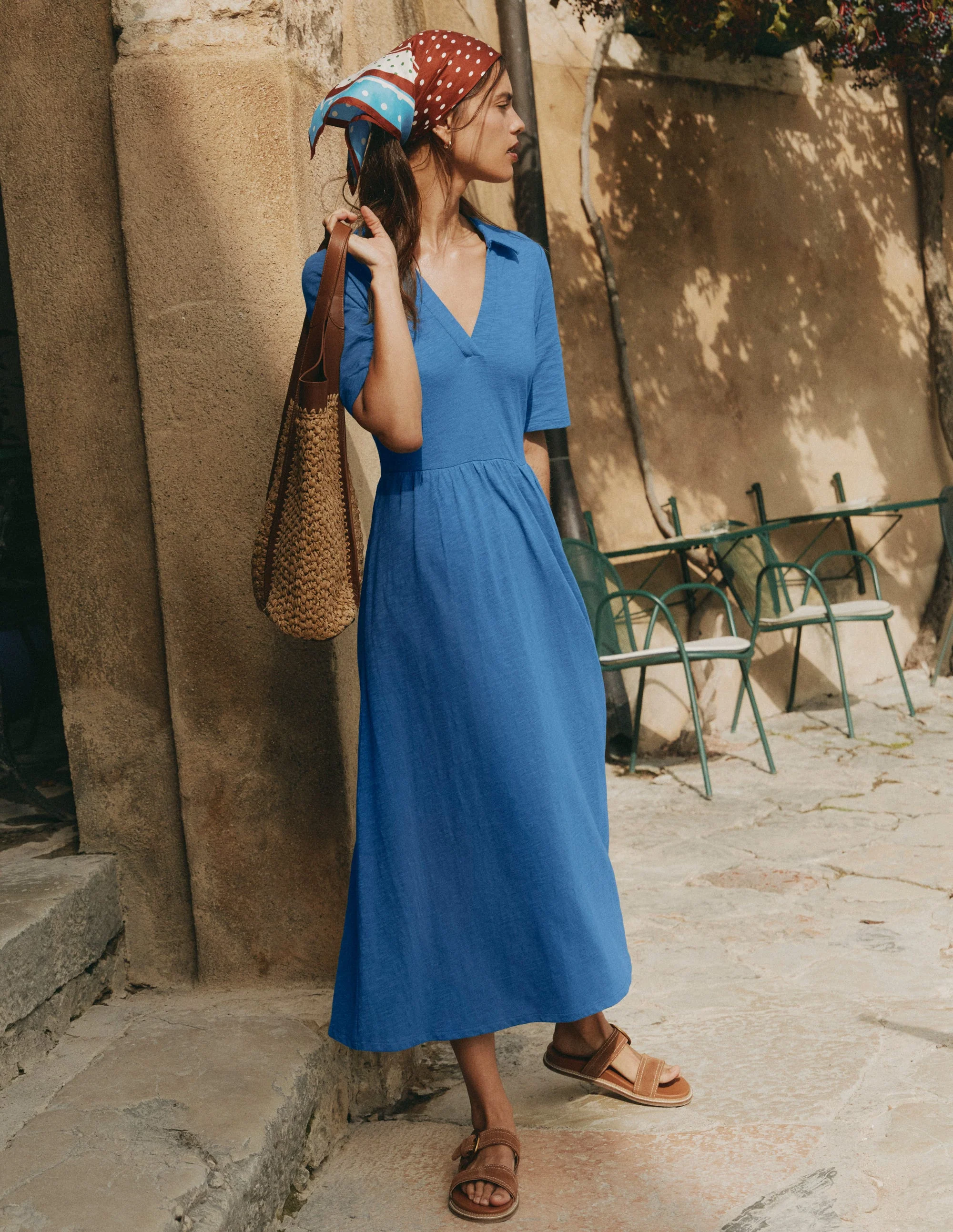 Aria Jerseykleid mit Kragen-Turmalinblau - Image 6