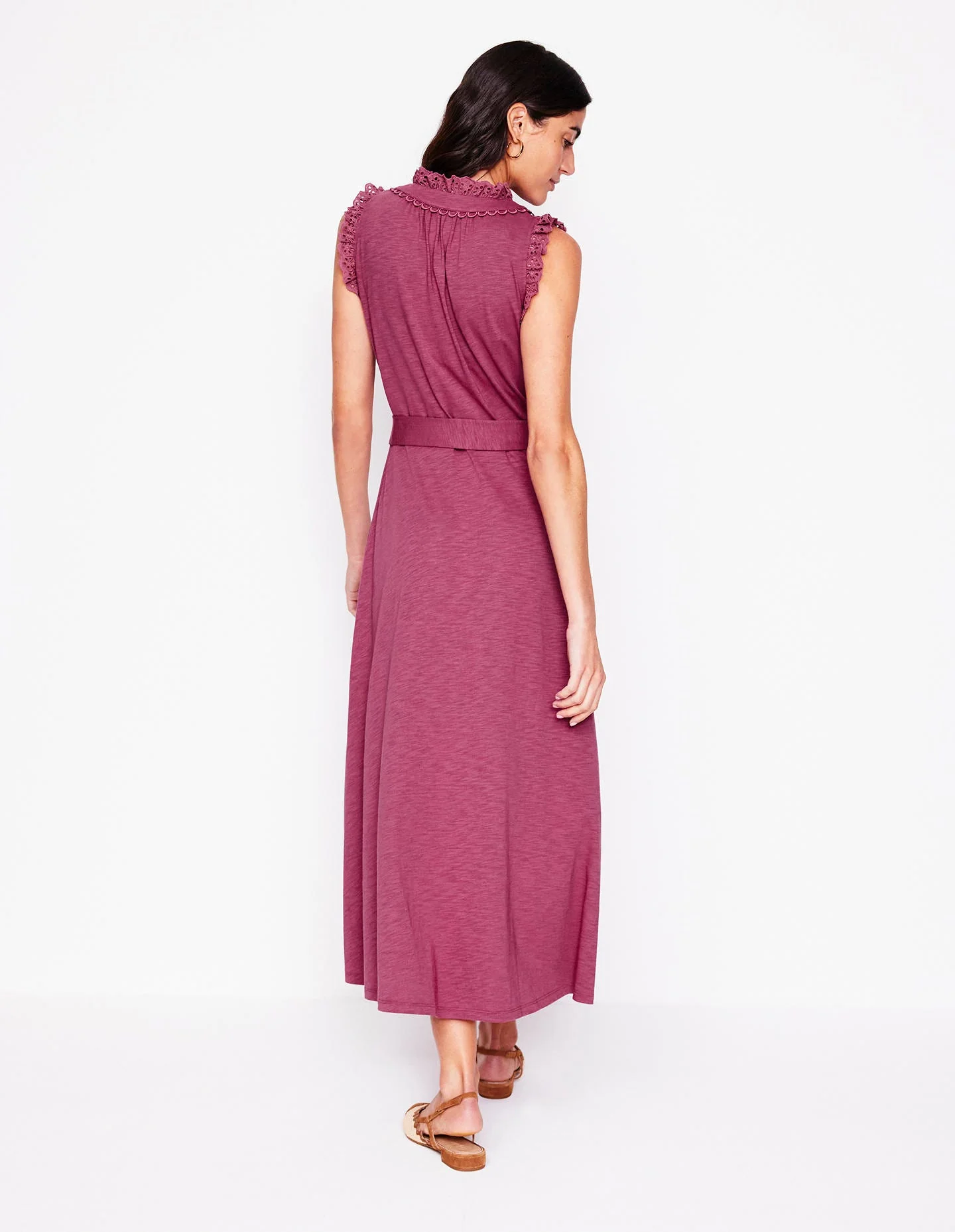 Aria Midikleid mit Lochstickerei-Besatz-Pflaumenviolett - Image 3