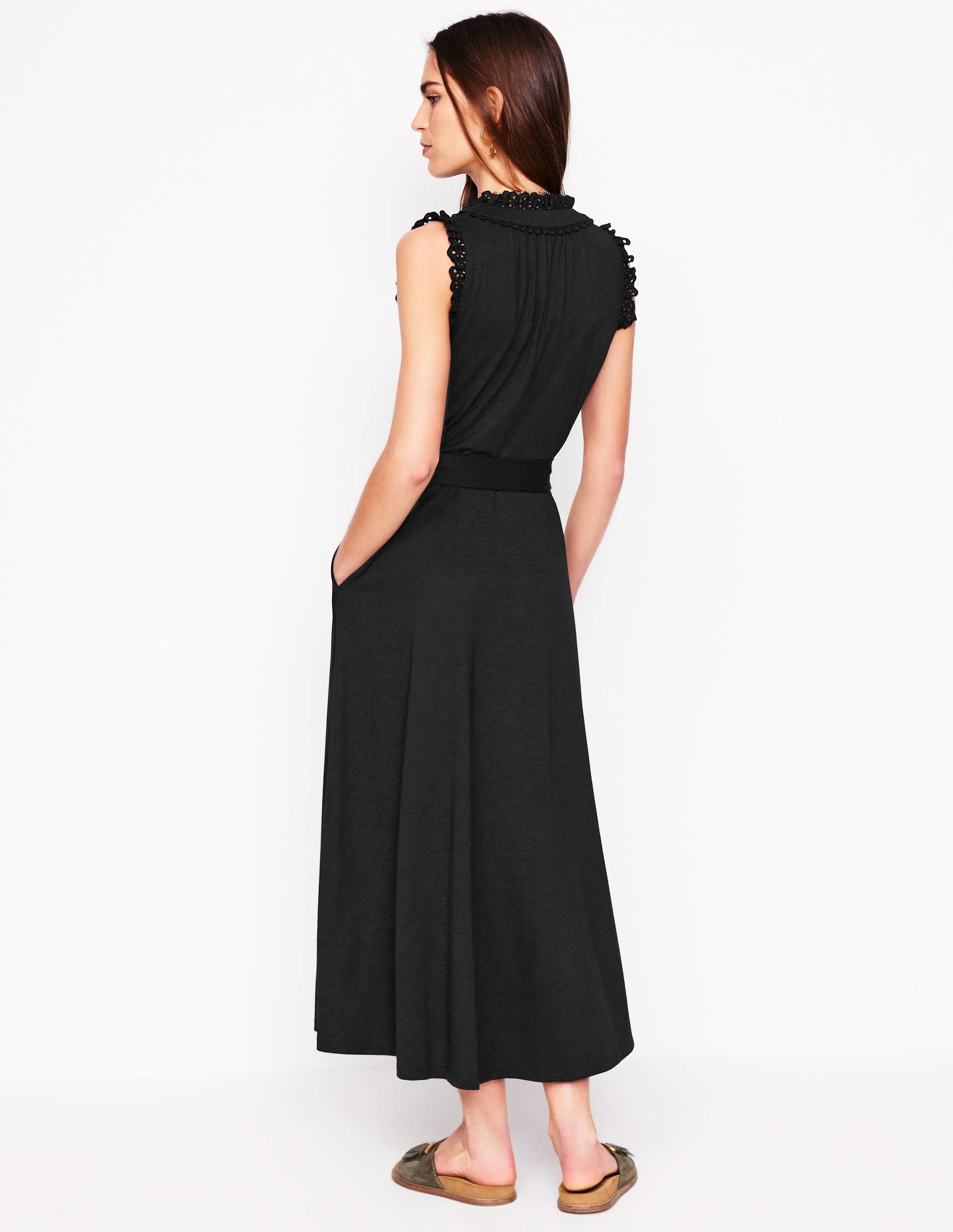 Aria Midikleid mit Lochstickerei-Besatz-Schwarz - Image 3