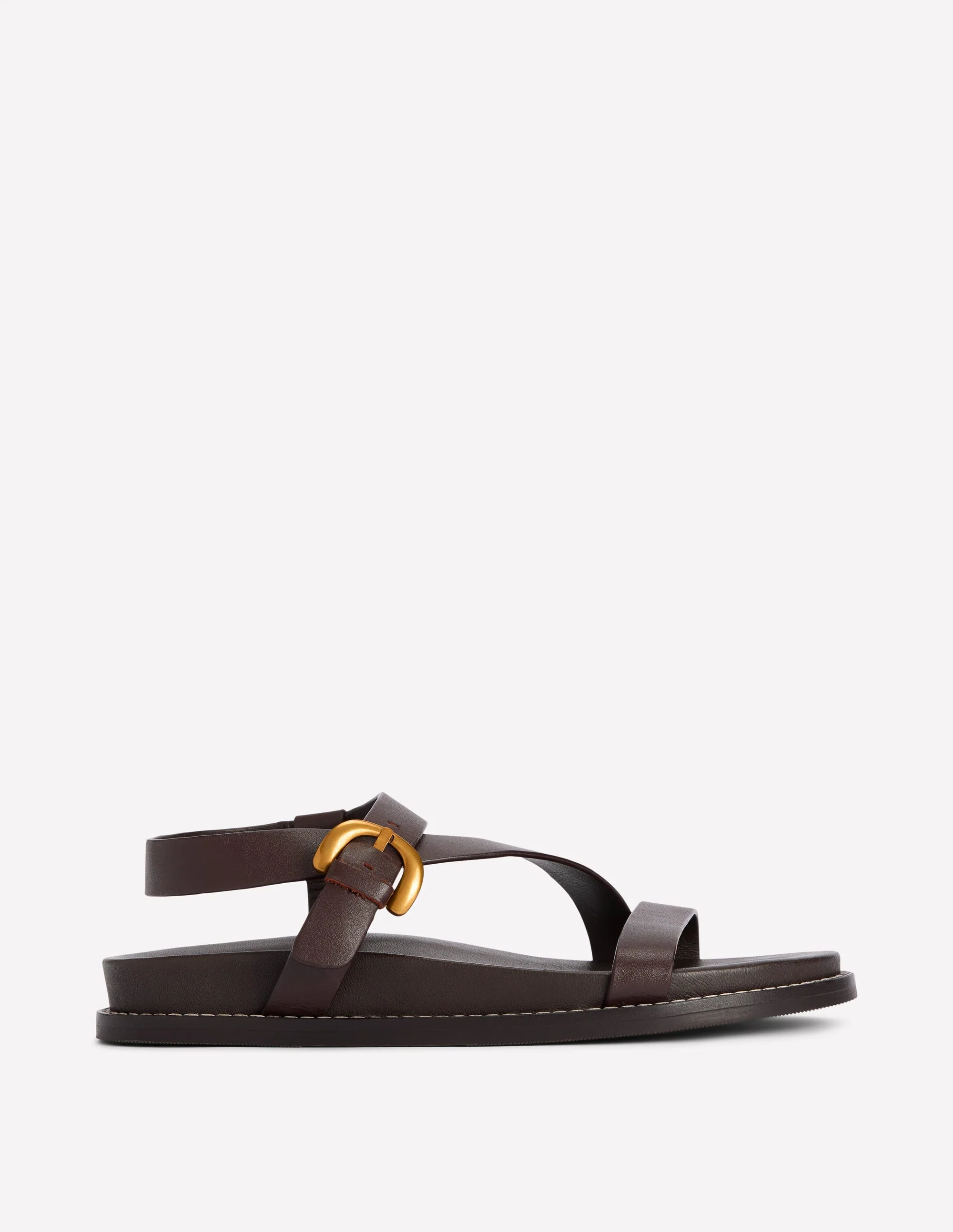 Asymmetrische Sandalen mit breitem Absatz-Schoko