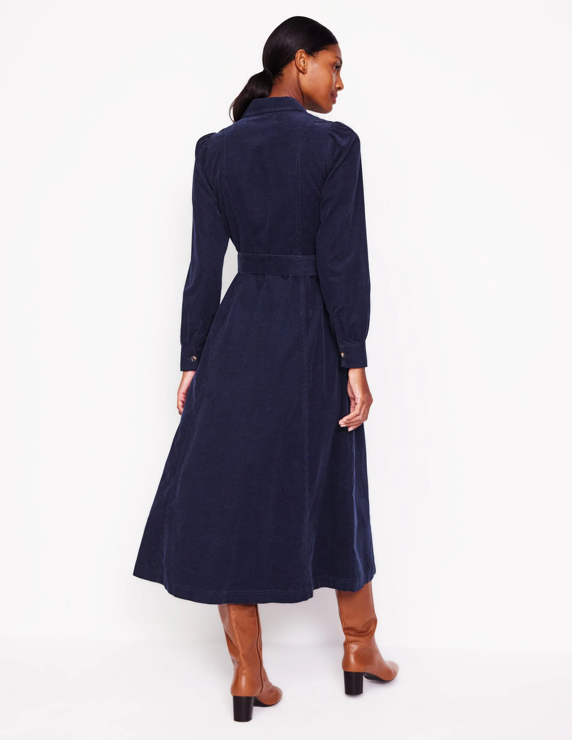 Aubrey Midi-Hemdblusenkleid aus Cord-Aqua Marine Marl - Image 3