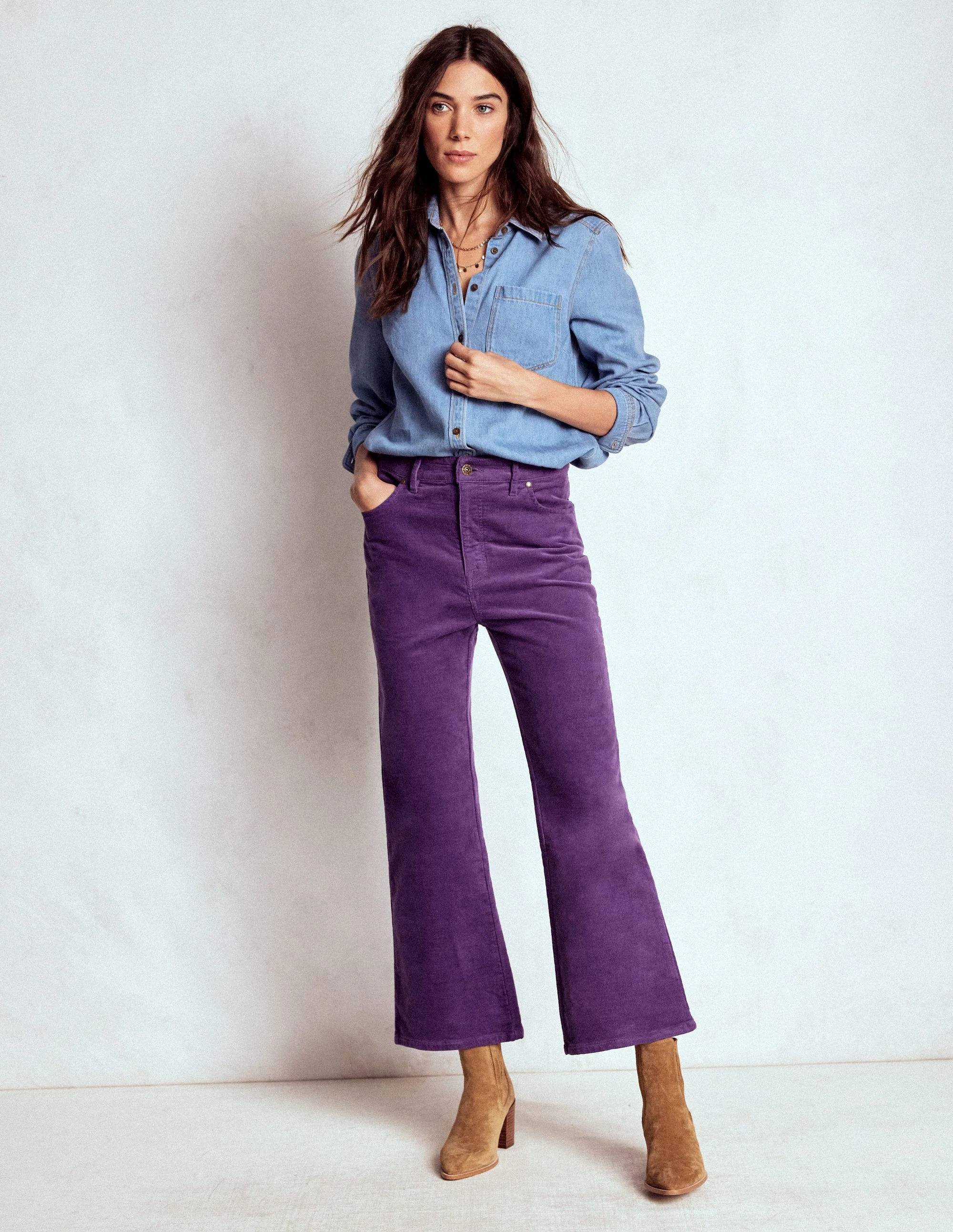Ausgestellte Cord-Jeans im Five-Pocket-Design-Mystisches Violett