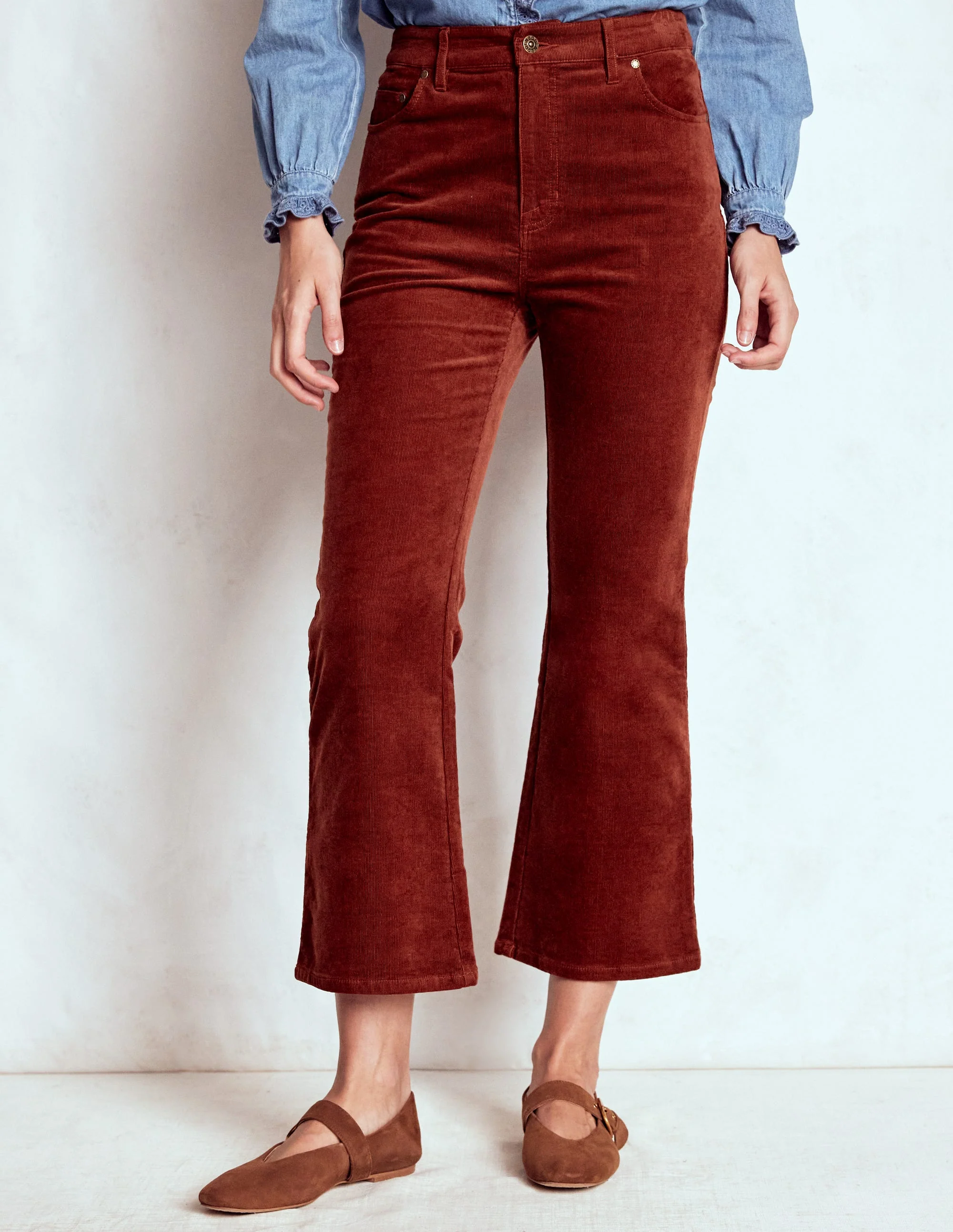Ausgestellte Cord-Jeans im Five-Pocket-Design-Ziegelstein - Image 4
