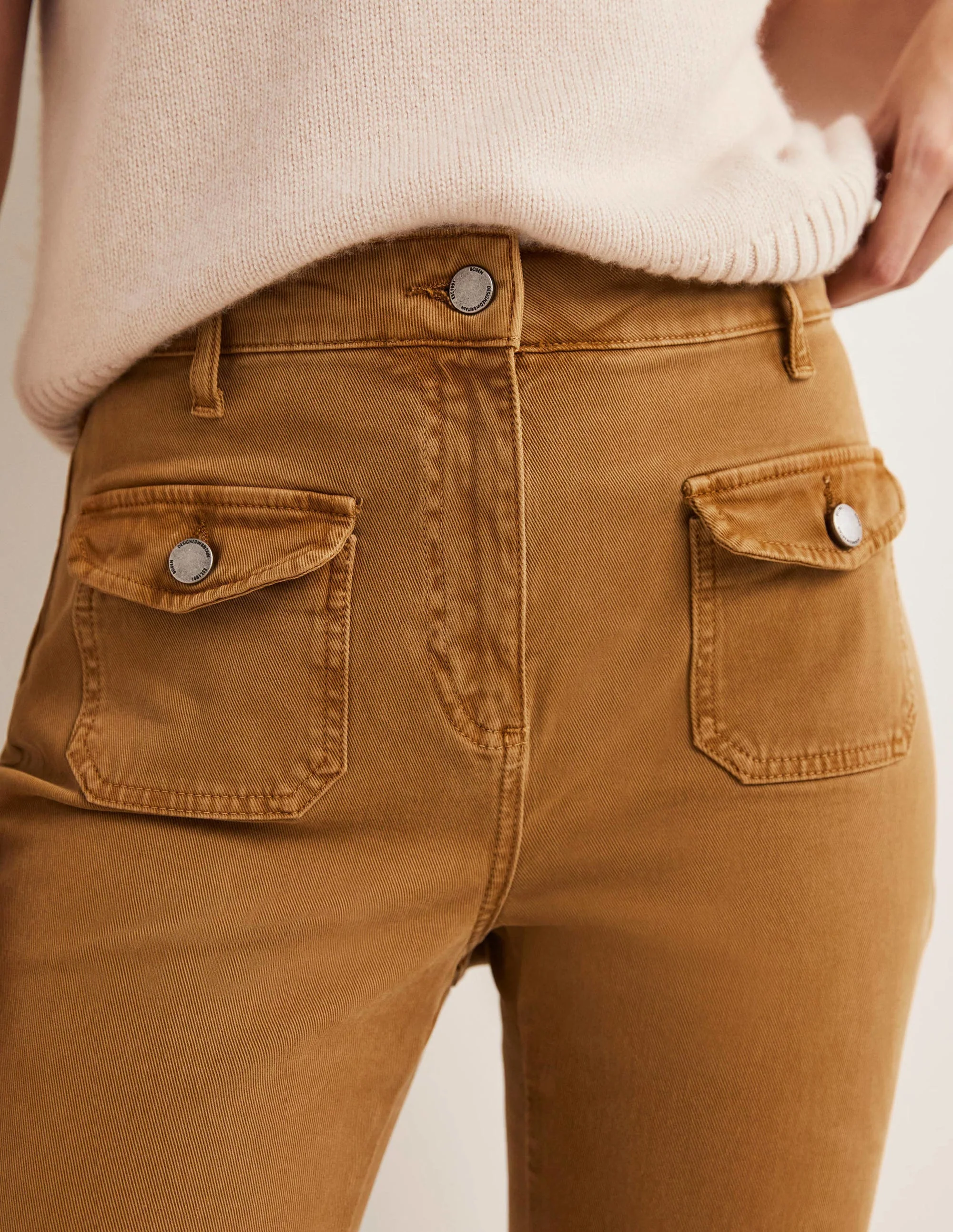 Ausgestellte Hose mit hoher Taille-Karamellbonbonbraun - Image 4