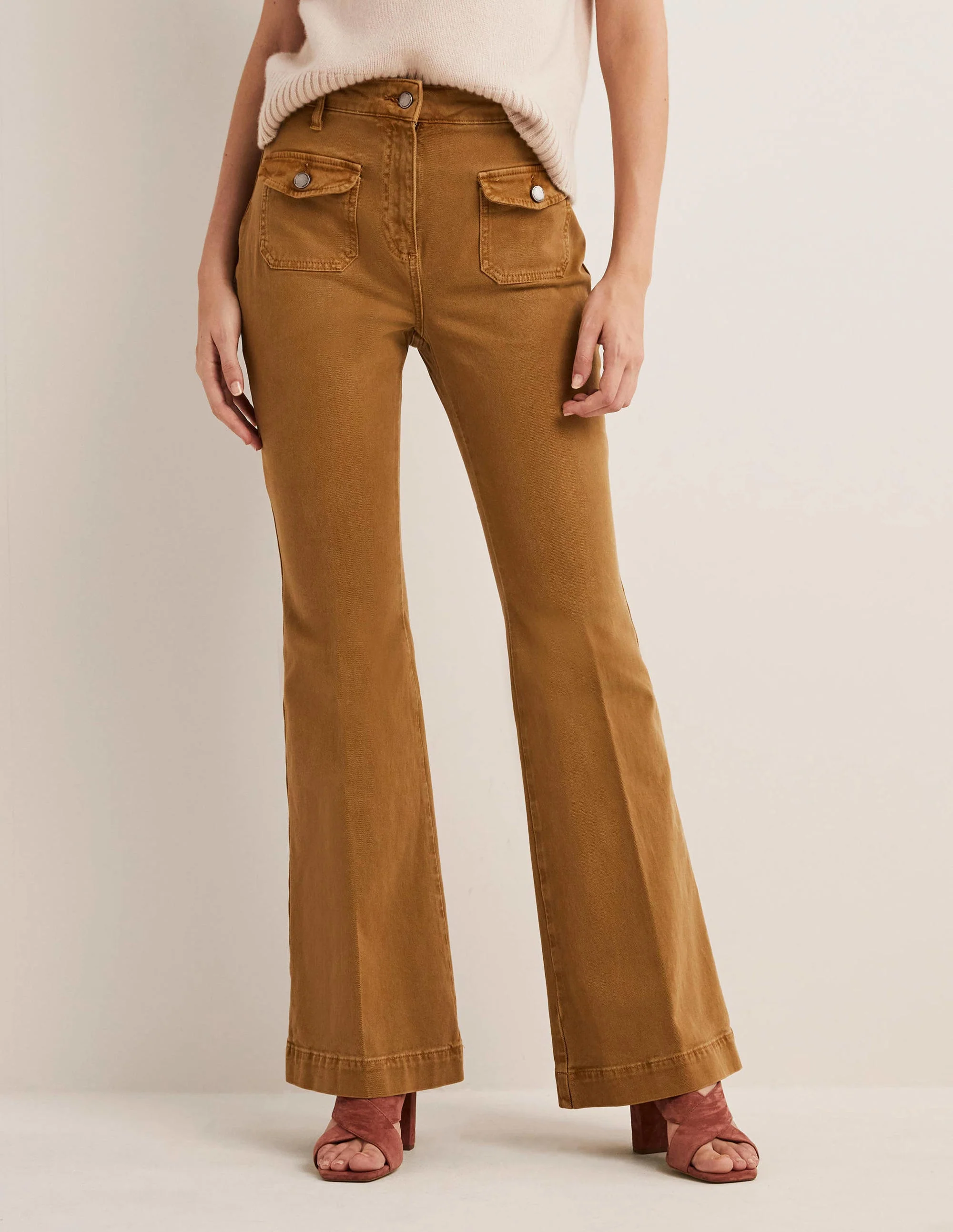 Ausgestellte Hose mit hoher Taille-Karamellbonbonbraun - Image 5