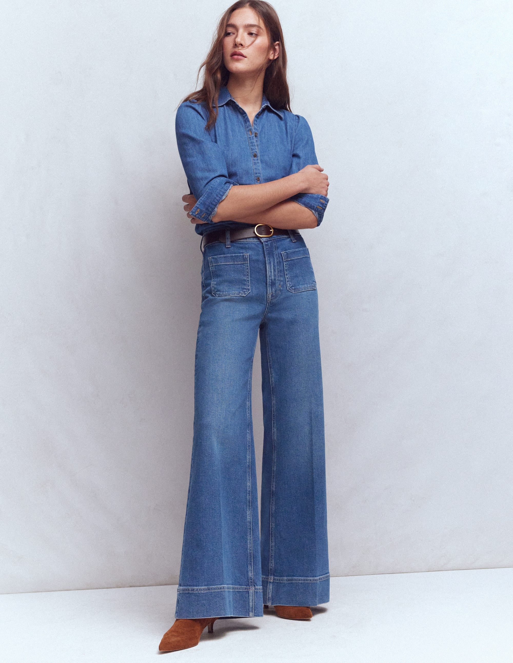 Ausgestellte Jeans mit aufgesetzter Tasche-Mittlere Waschung - Image 4