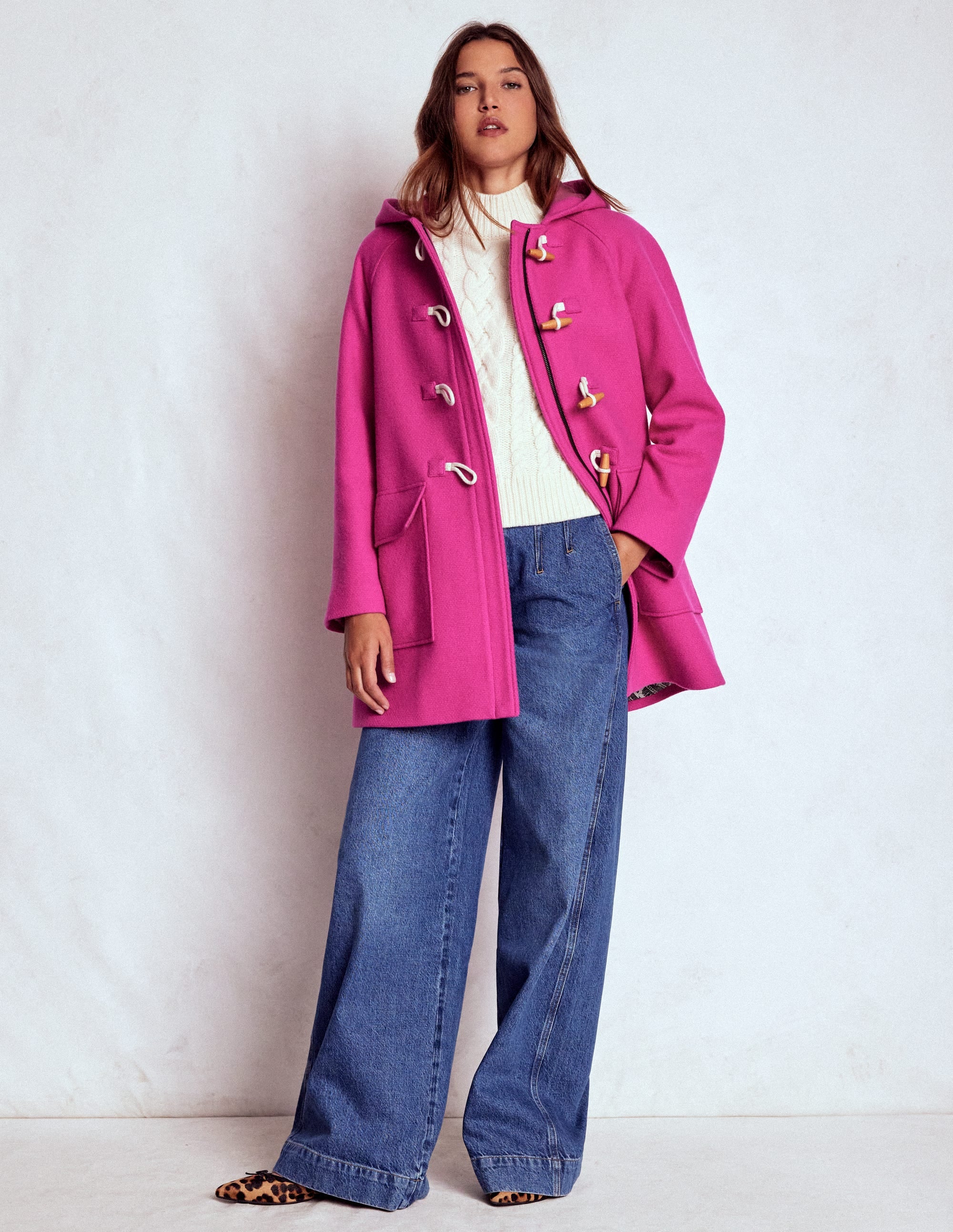 Ausgestellter Dufflecoat-Rosarot