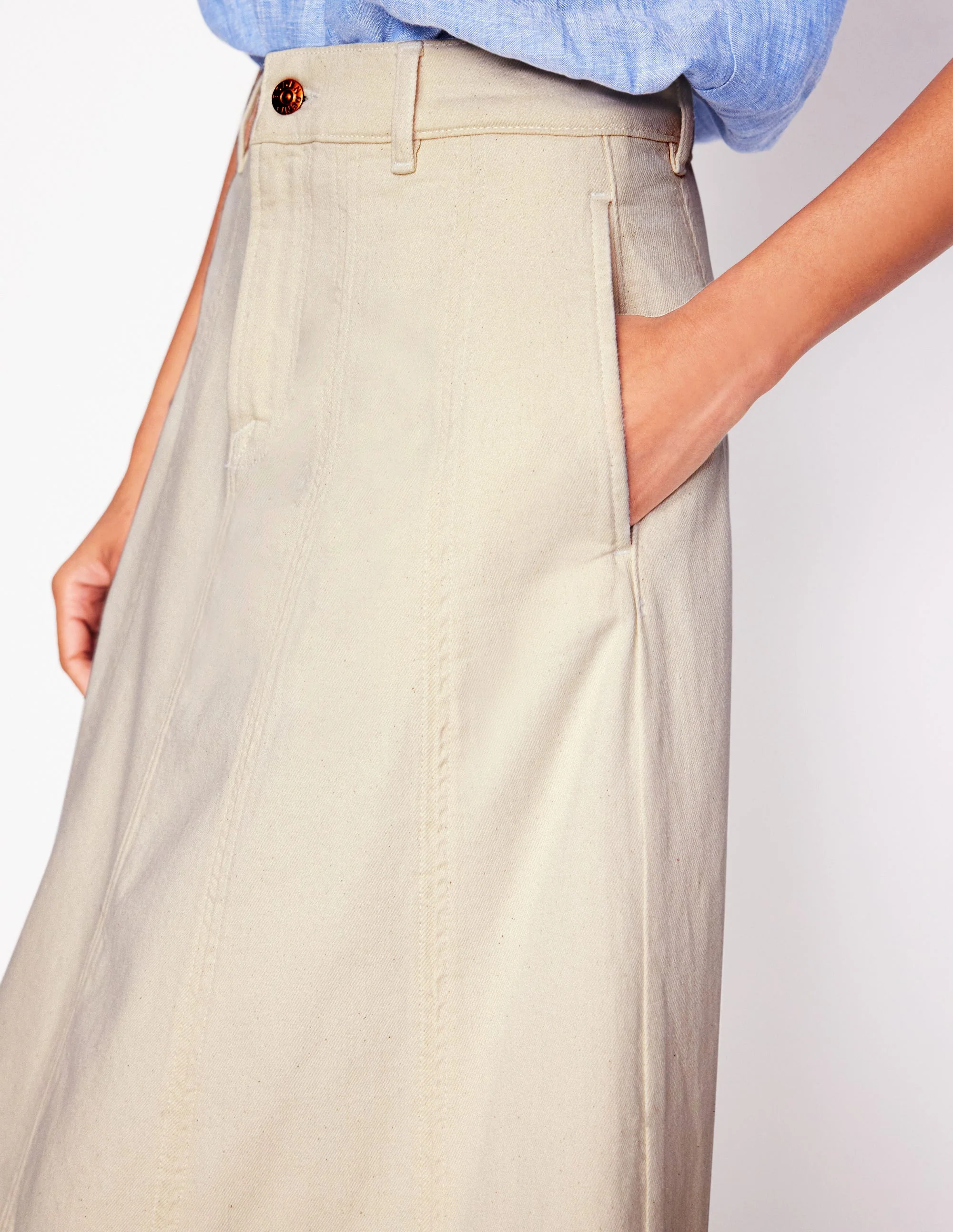 Ausgestellter Jeansrock mit Bahnendesign-Aristocratic Blue - Image 2