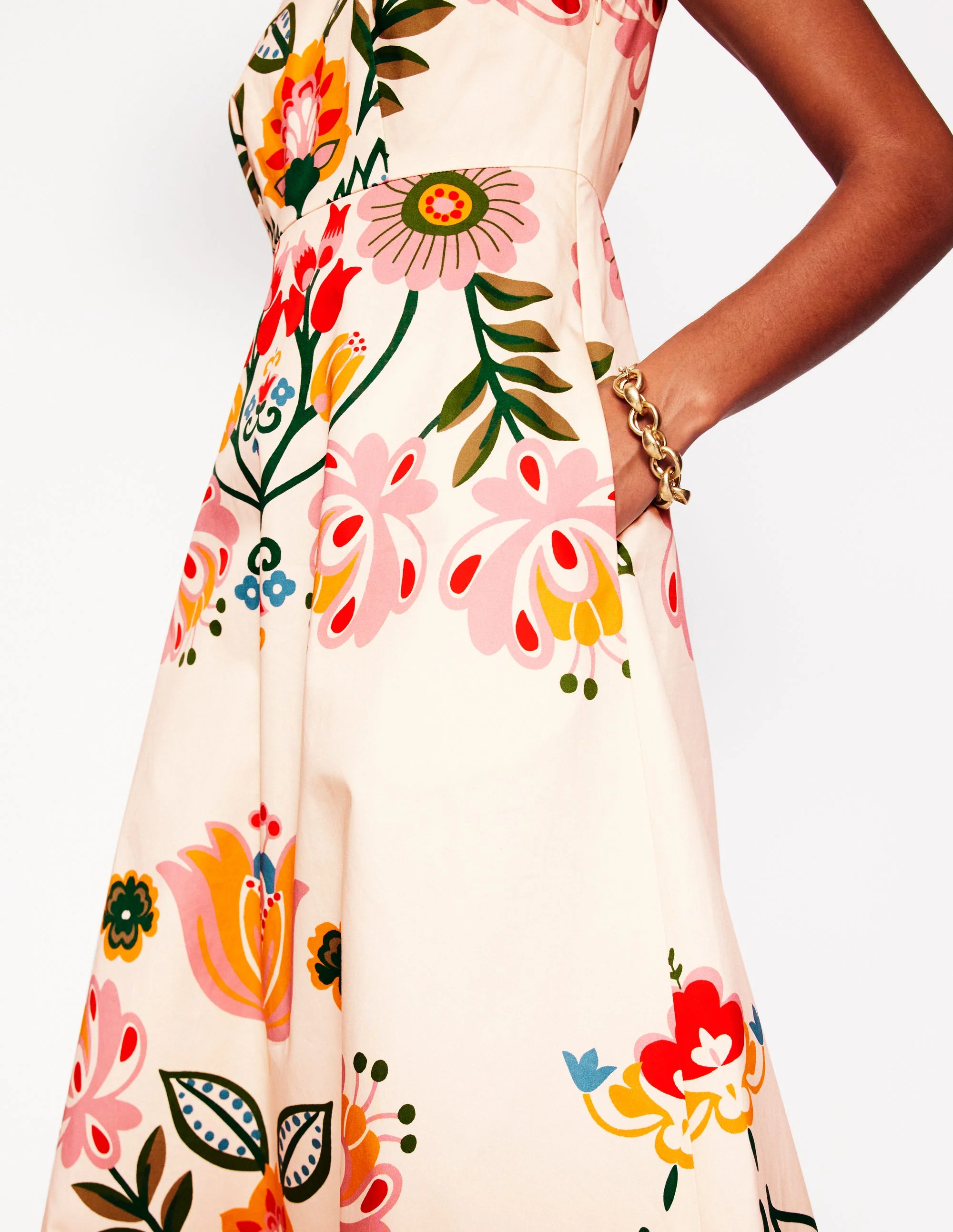 Ausgestelltes Kleid mit quadratischem Ausschnitt-Naturweiß, Tulpenfusion - Image 2