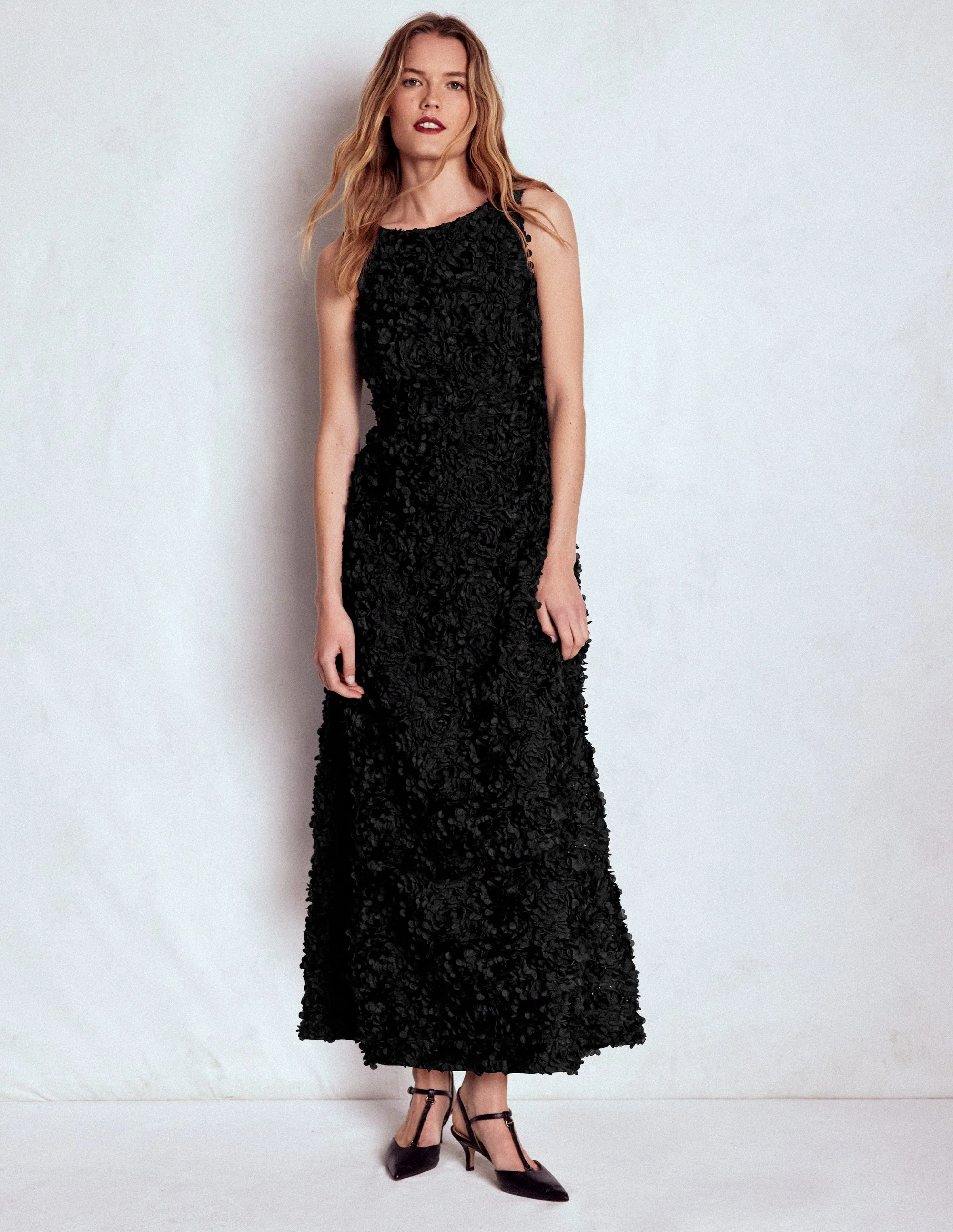 Ausgestelltes Kleid mit U-Ausschnitt am Rücken-Schwarz - Image 2