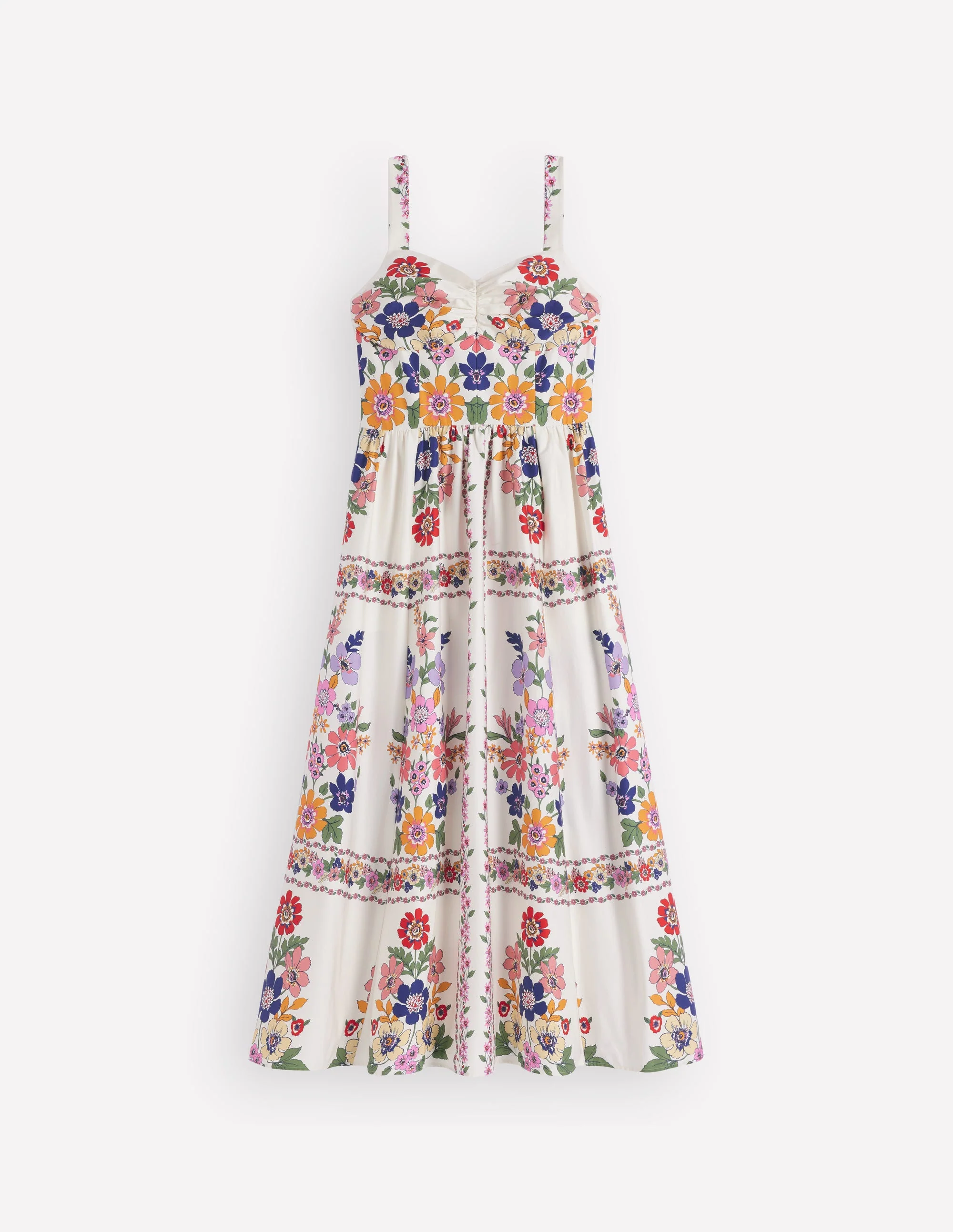 Ausgestelltes Midikleid-Bunt Wiesenblumen Gitter - Image 8
