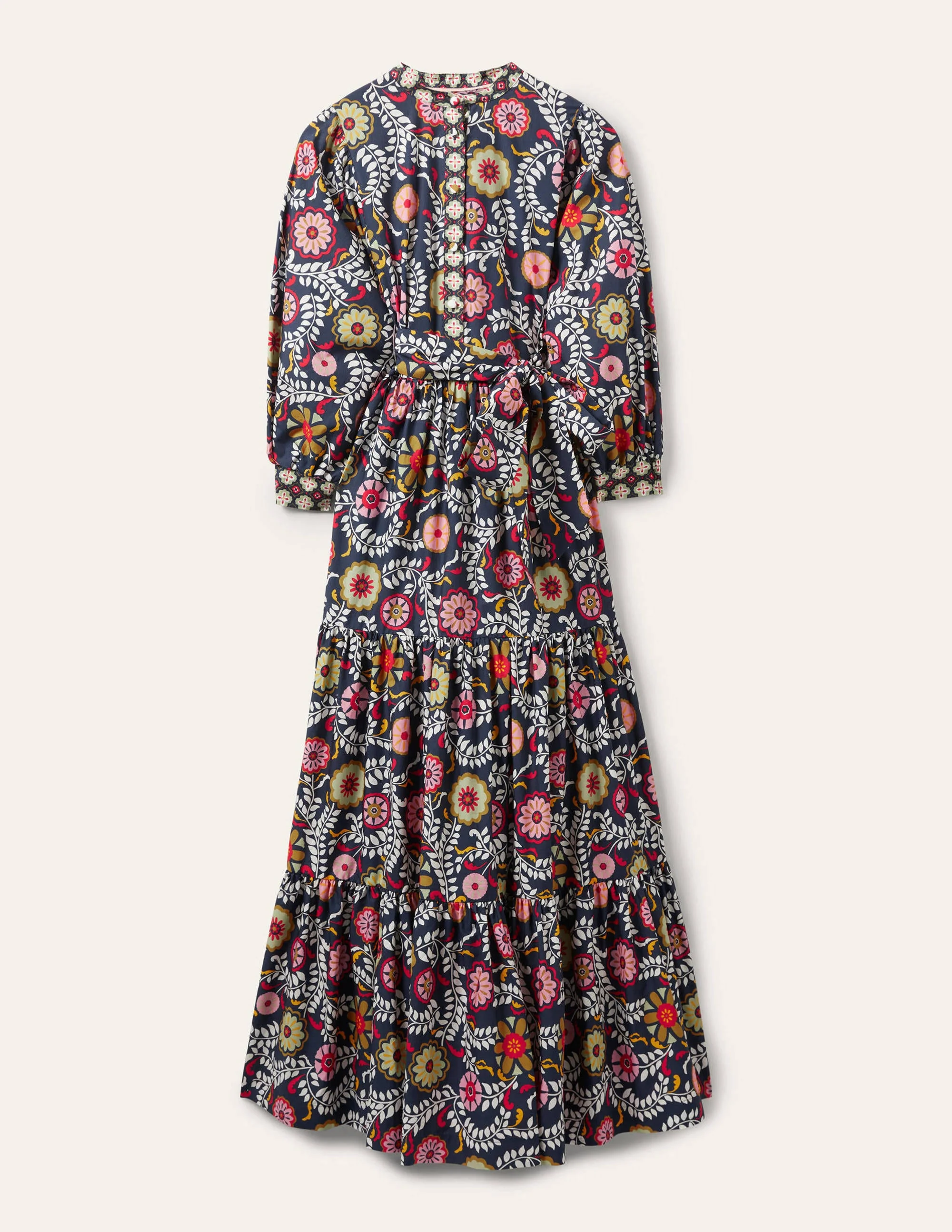 Ava Maxikleid mit Stufen-Französisches Navy, Üppiger Garten - Image 5