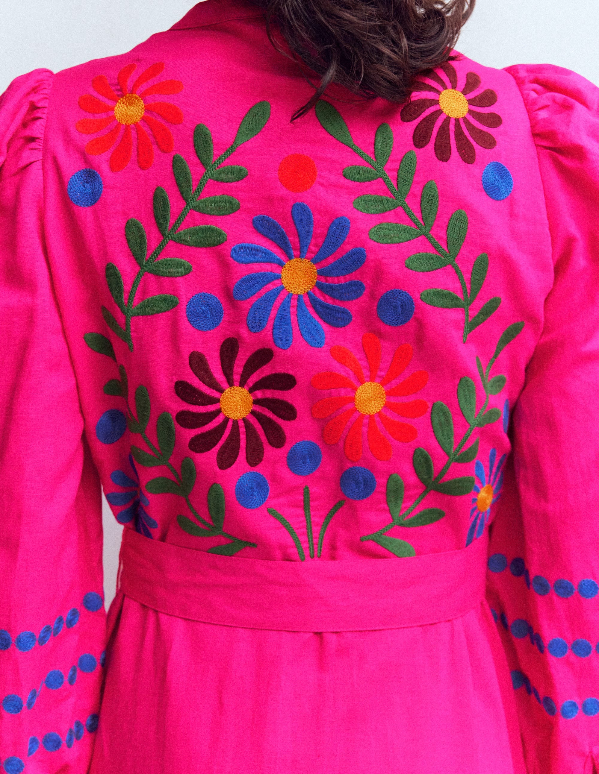 Ava Midikleid aus Leinenmischgewebe-Bunt Stickerei - Image 2