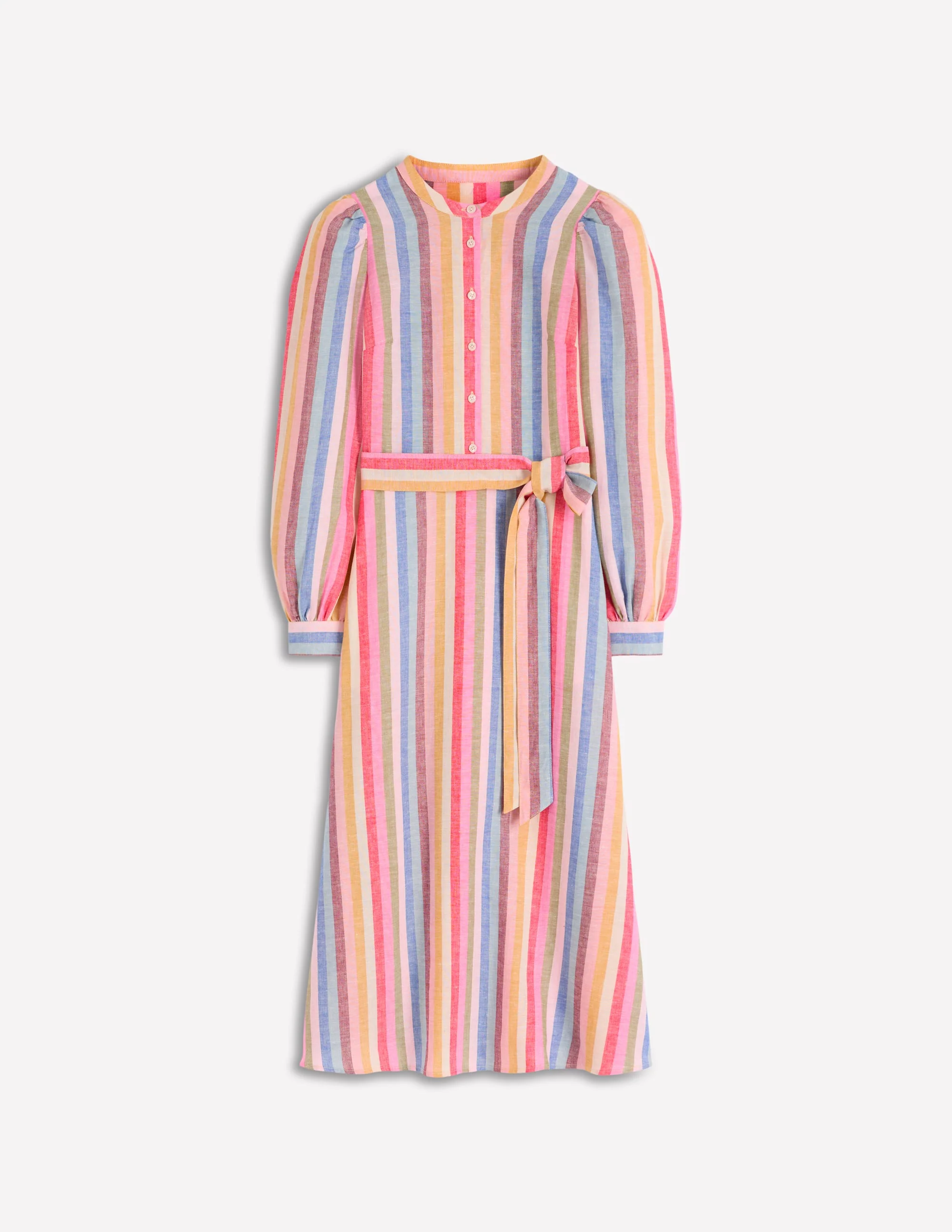 Ava Midikleid aus Leinenmischgewebe-Rosa, Grün, Lila Bunt - Image 5