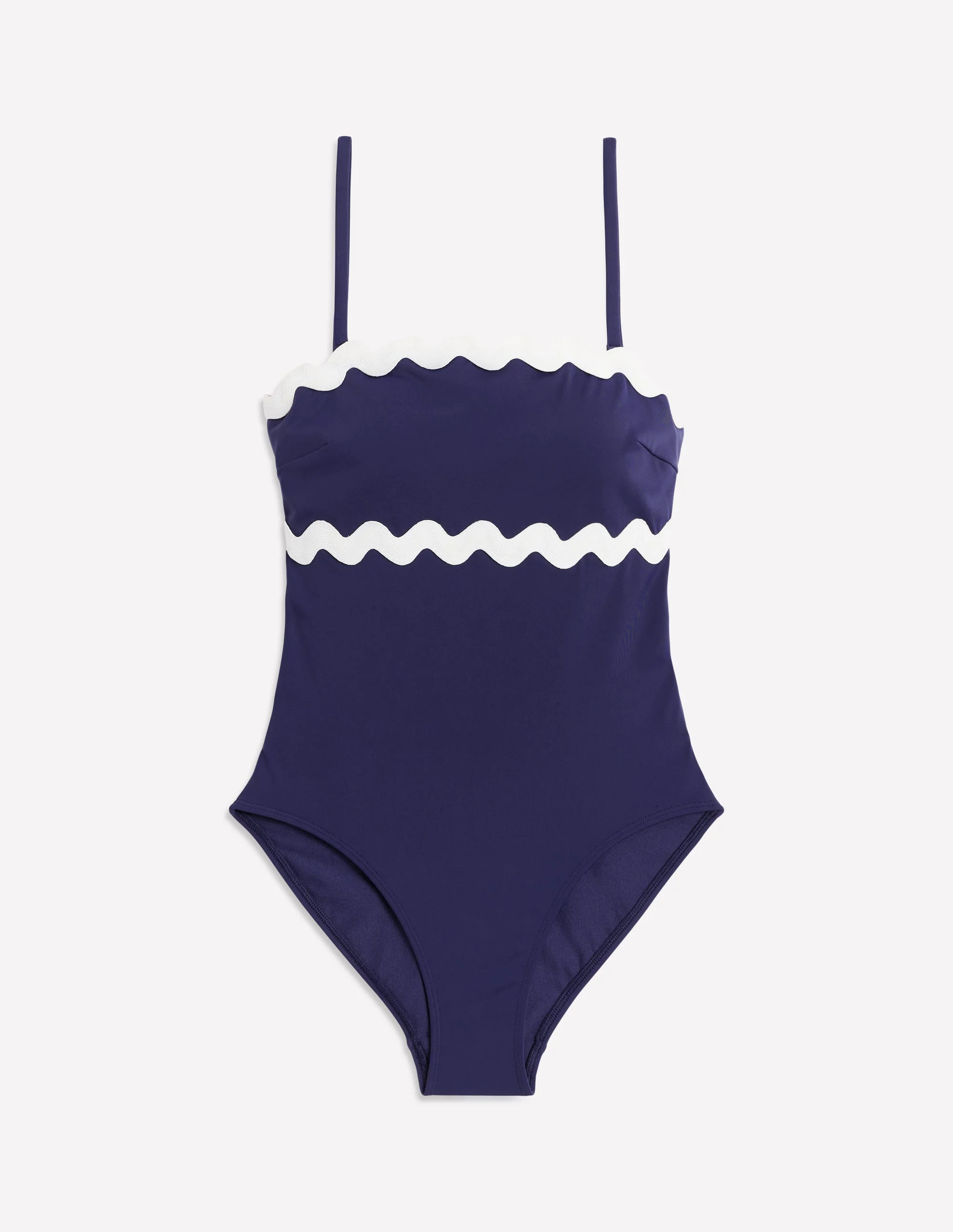 Badeanzug mit großer Zackenlitze-Black/Ivory Stripe - Image 6