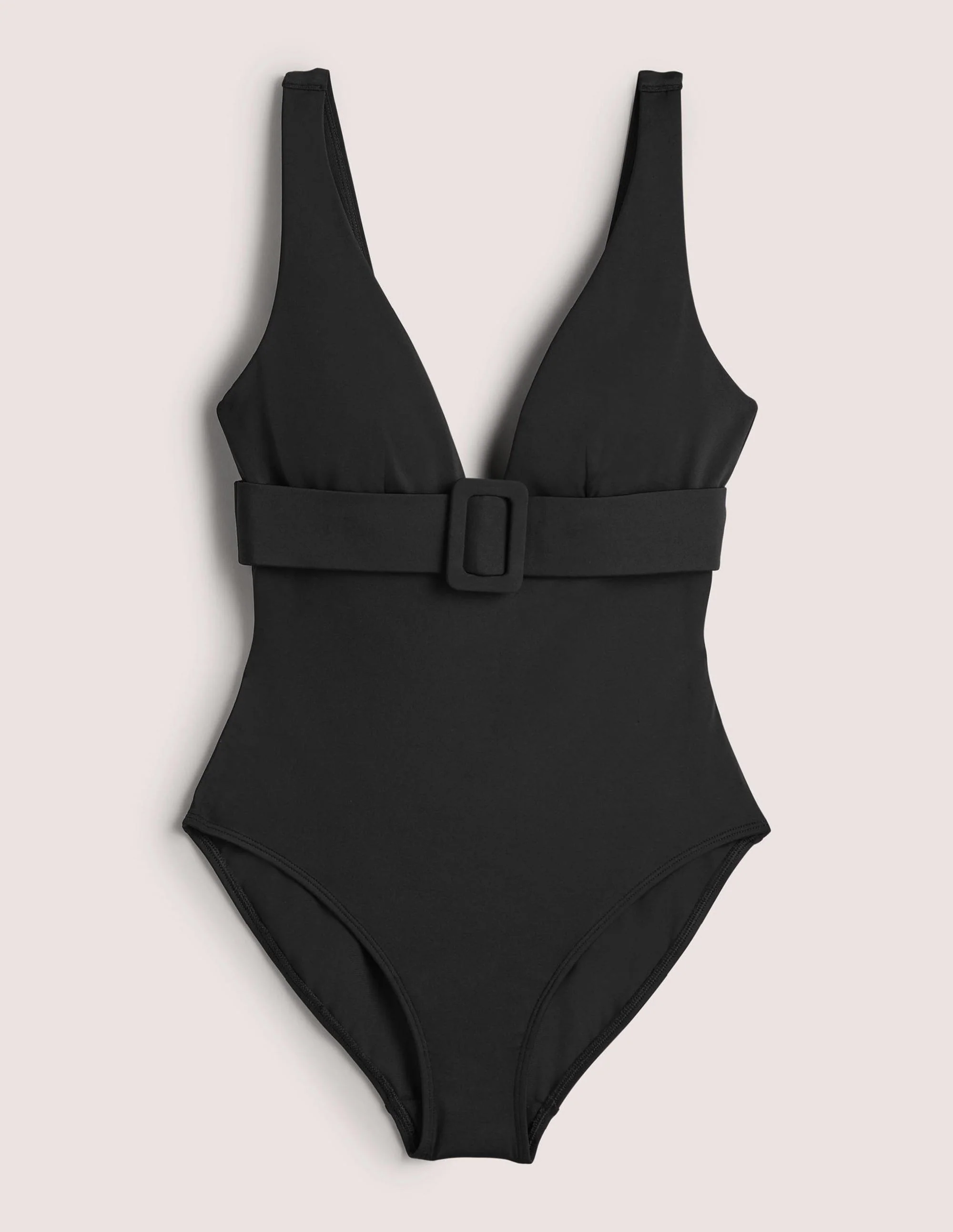 Badeanzug mit tiefem V-Ausschnitt und Gürtel-Schwarz - Image 7