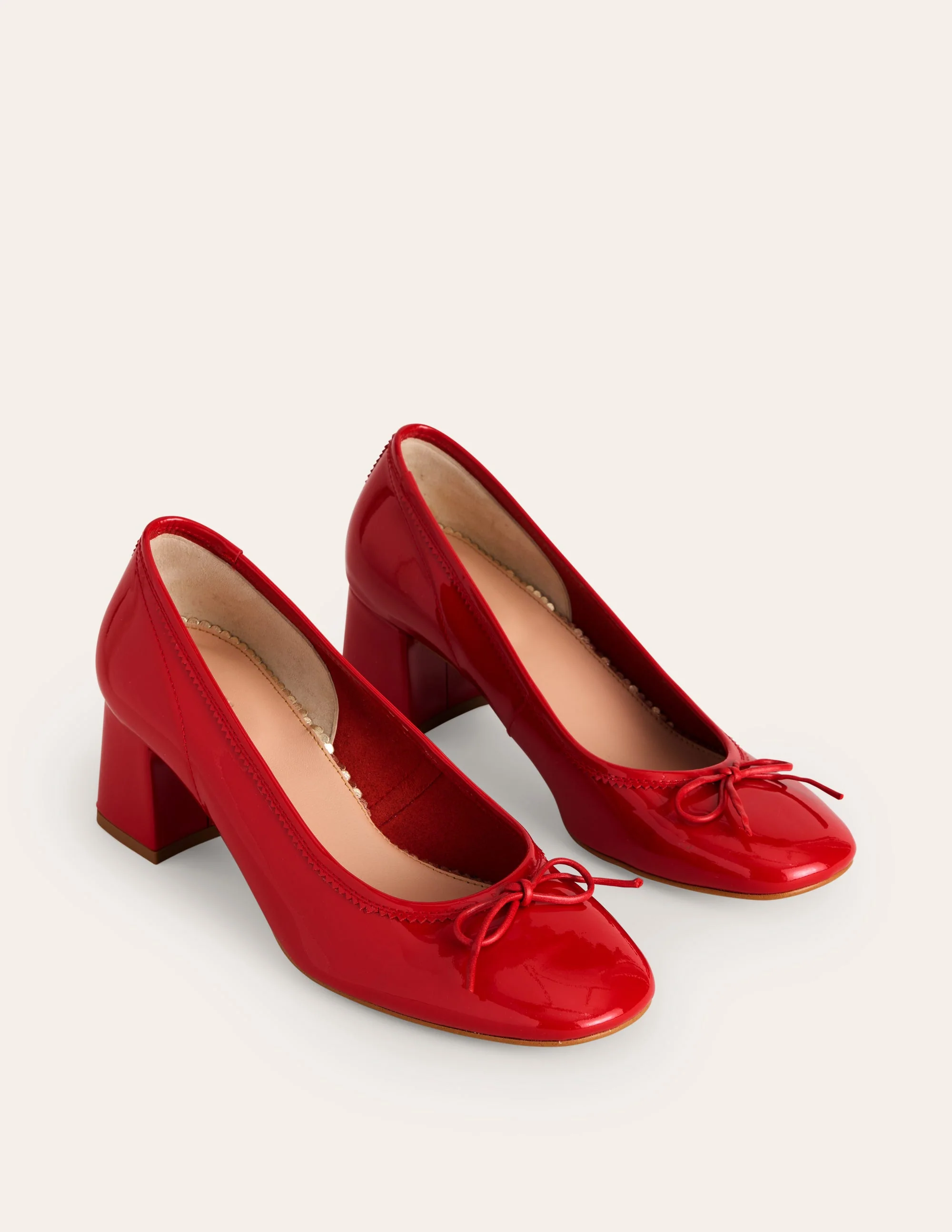 Ballerinas mit Blockabsatz-Rotes Leder - Image 4