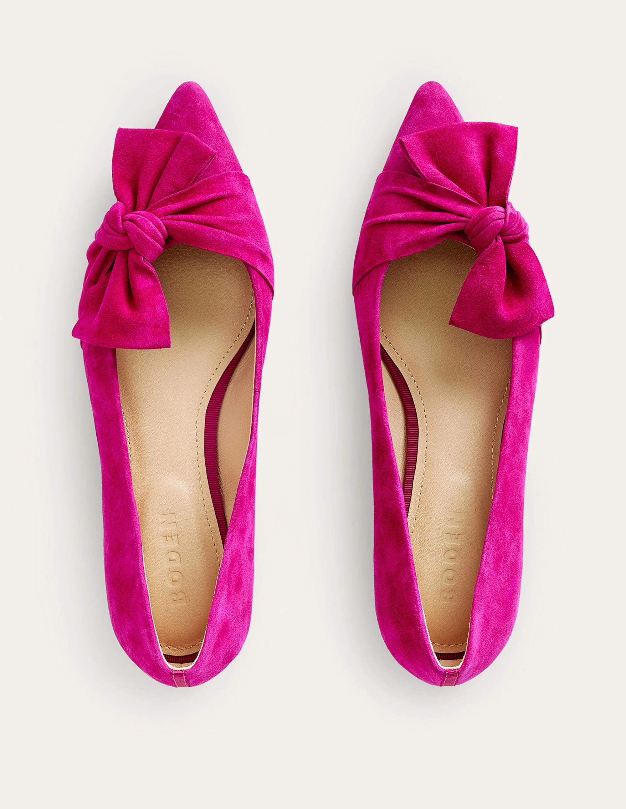 Ballerinas mit Schleife-Pflaumenfarben Veloursleder - Image 5