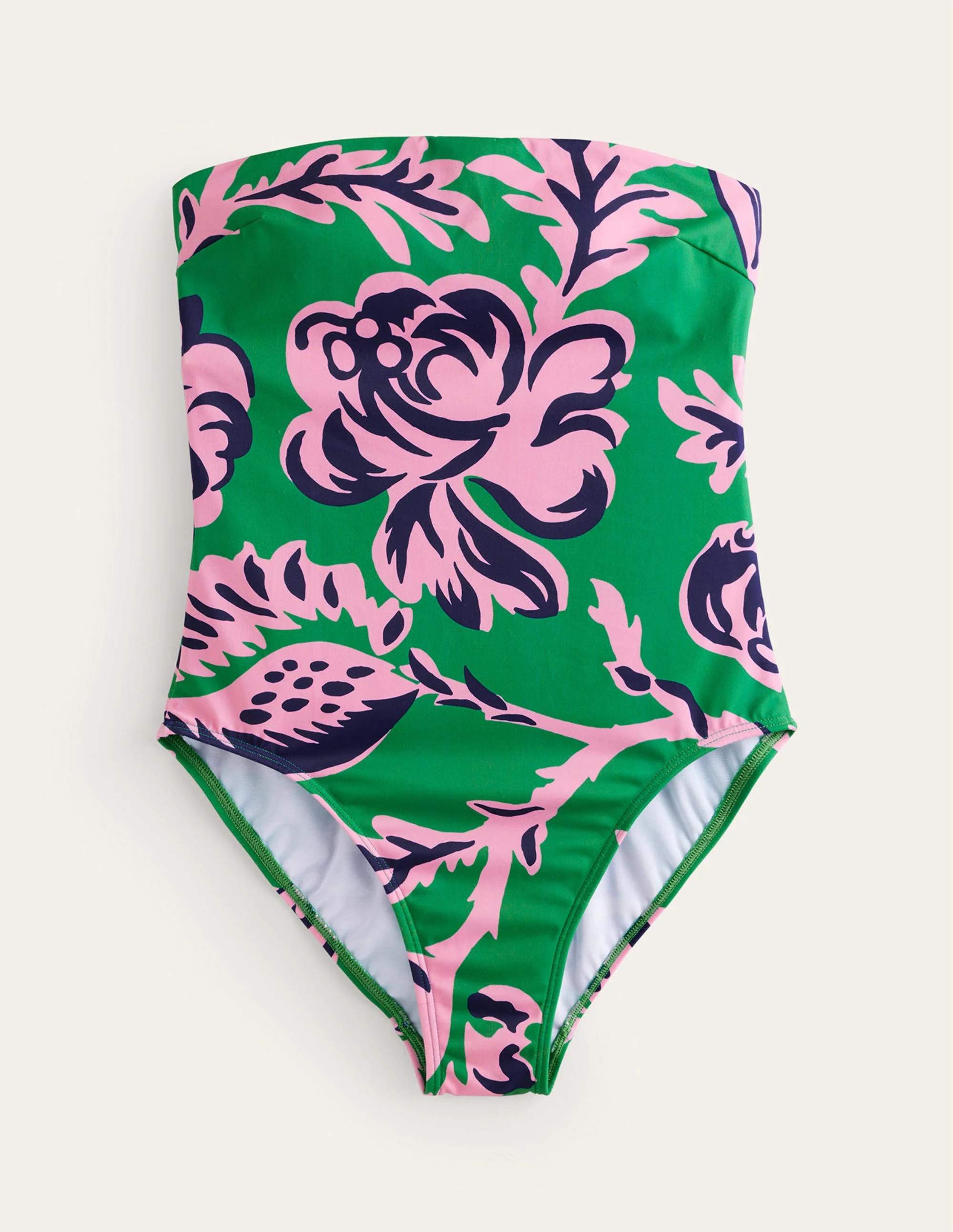 Bandeau-Badeanzug mit Brustunterstützung-Grünes Tamburin, Blushrosa - Image 5