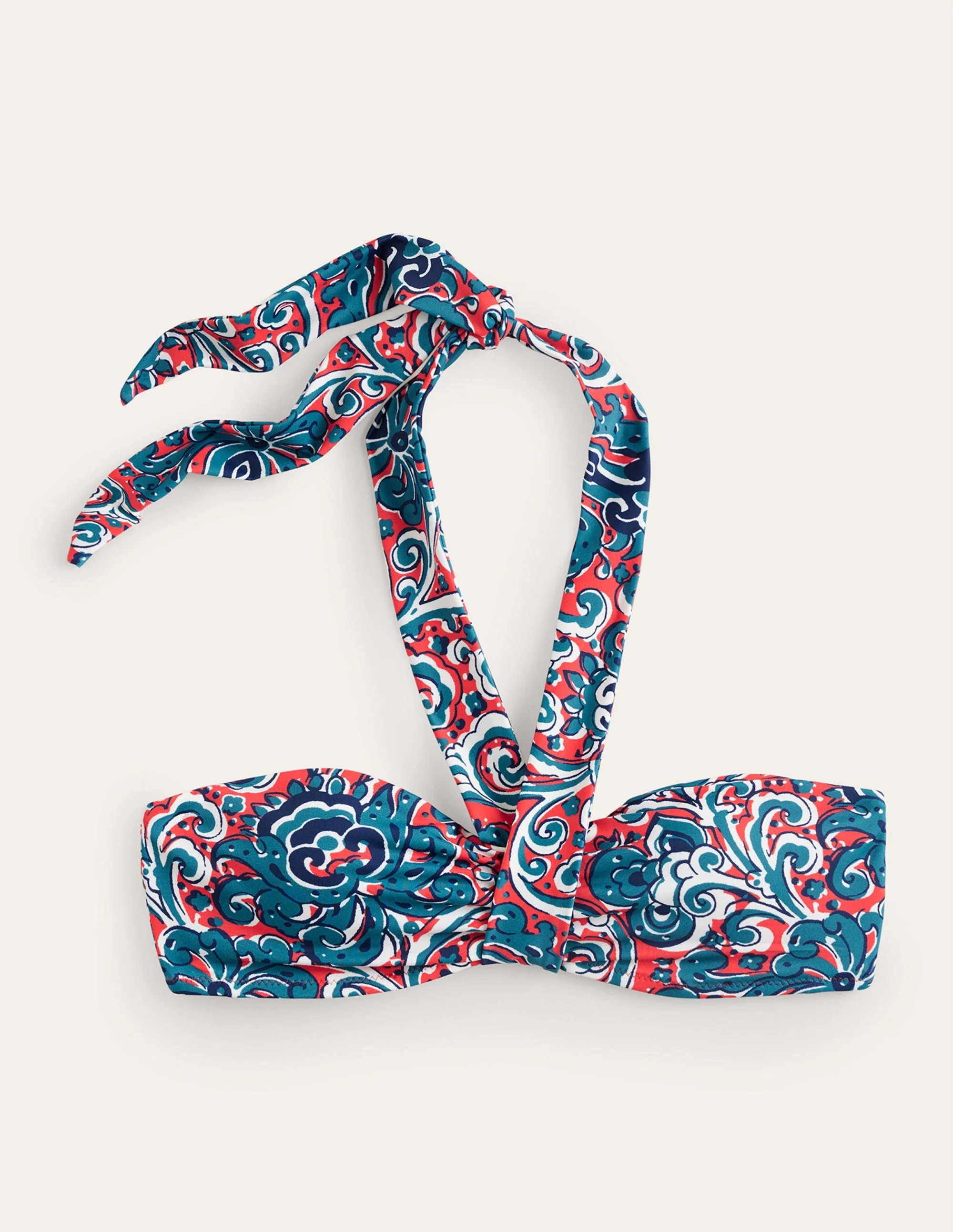 Bandeau-Bikinioberteil mit Neckholder-Dahlienrot, Botanische Terrasse - Image 5