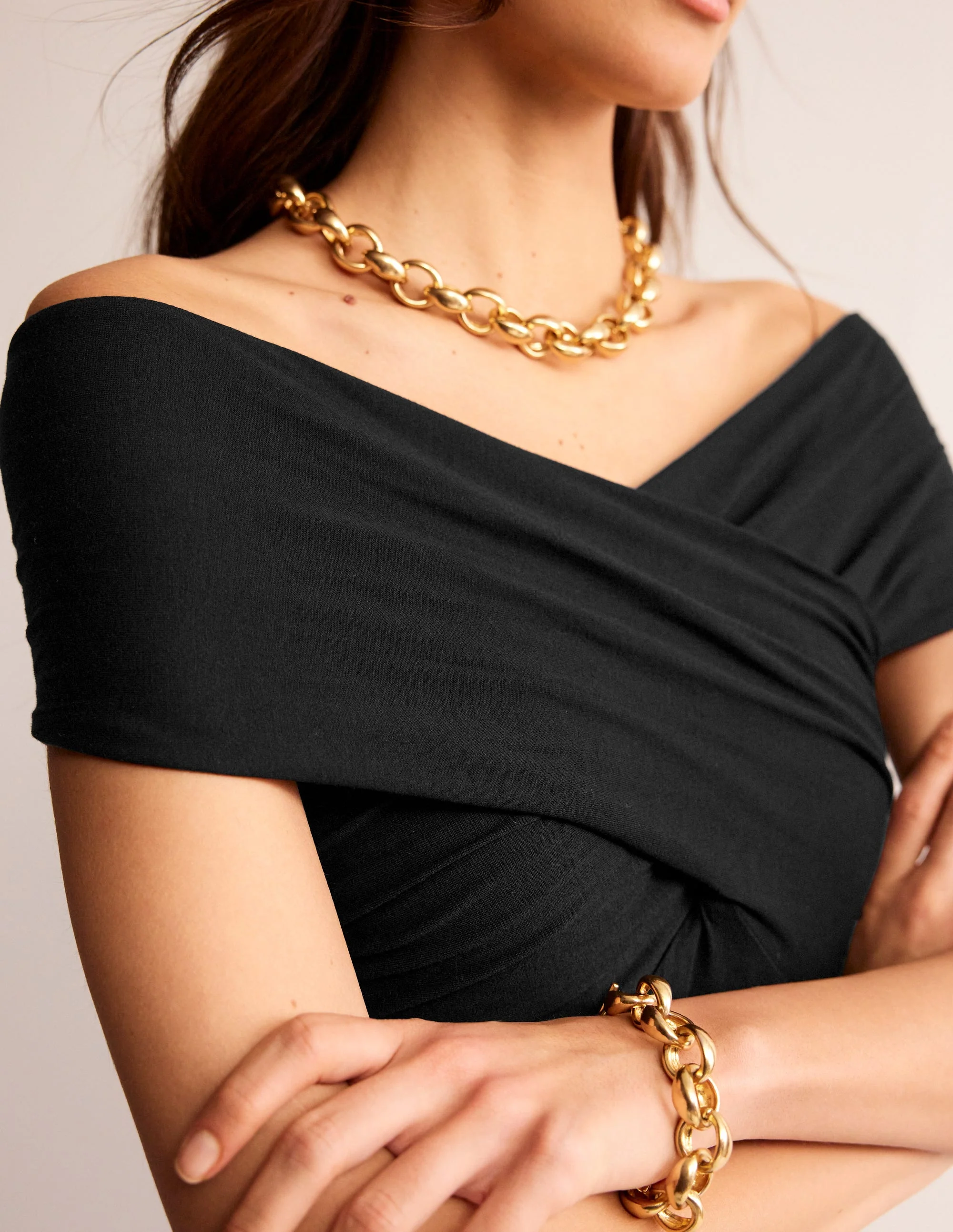 Bardot Maxikleid aus Jersey-Schwarz - Image 2