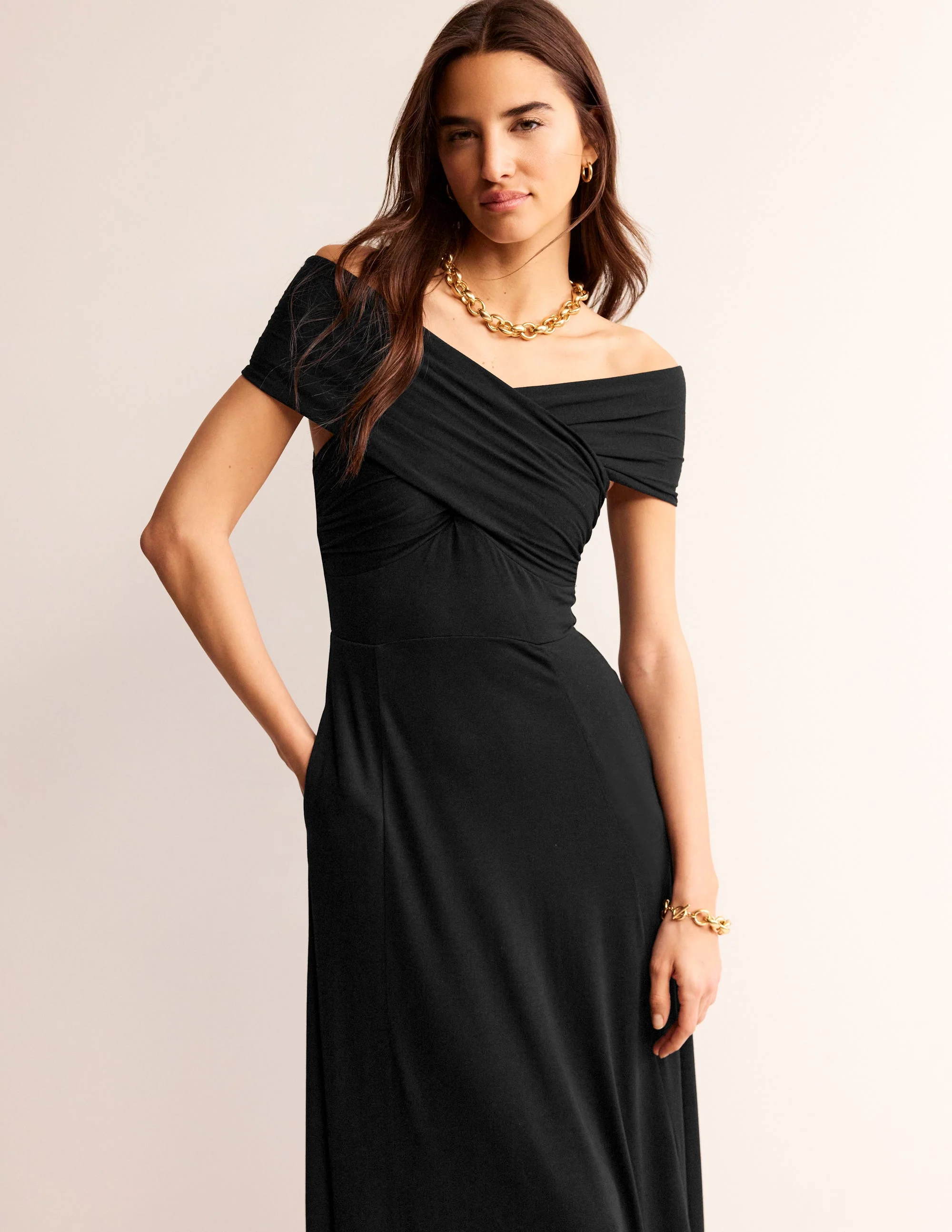 Bardot Maxikleid aus Jersey-Schwarz - Image 4